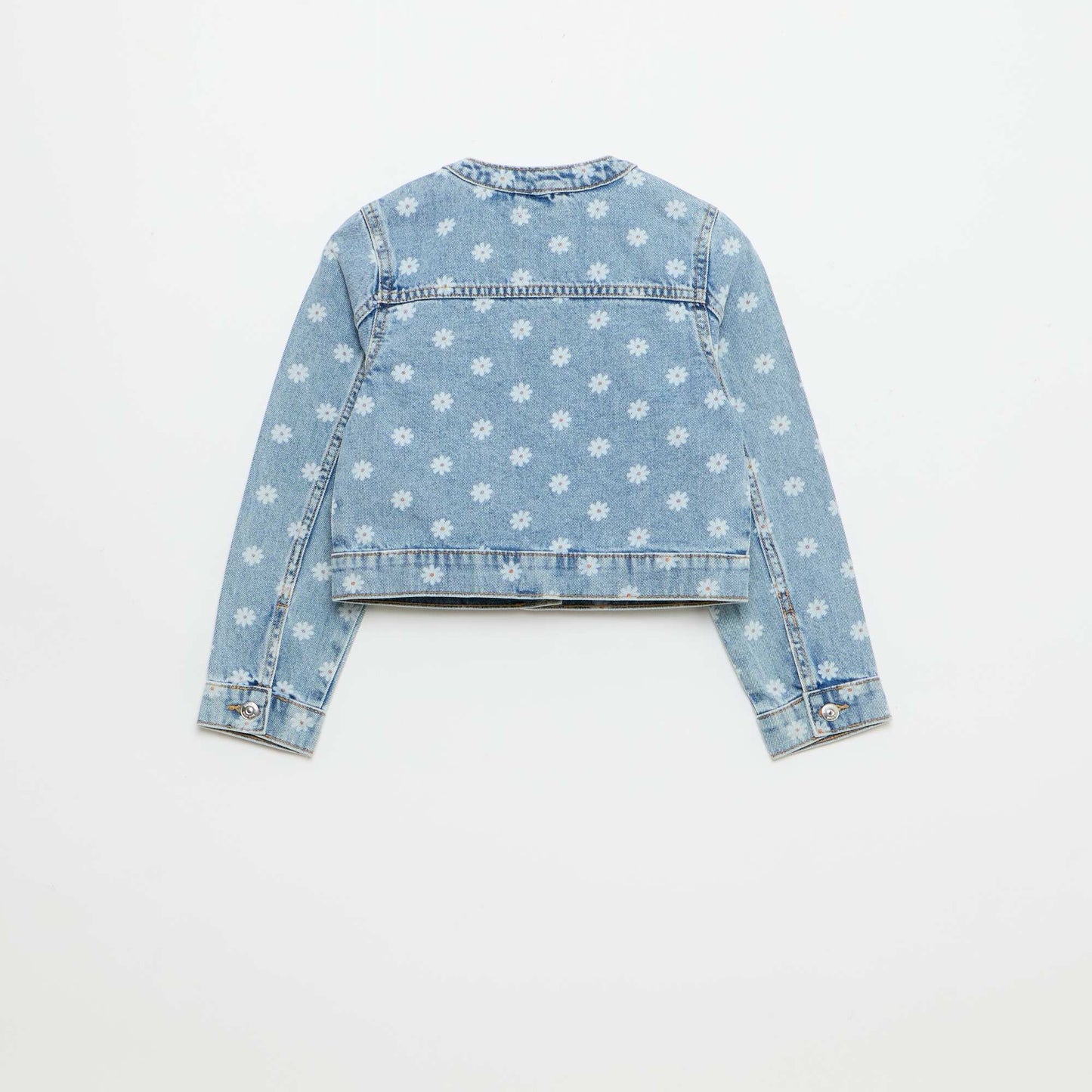 Round Neck Denim Jacket BLUE