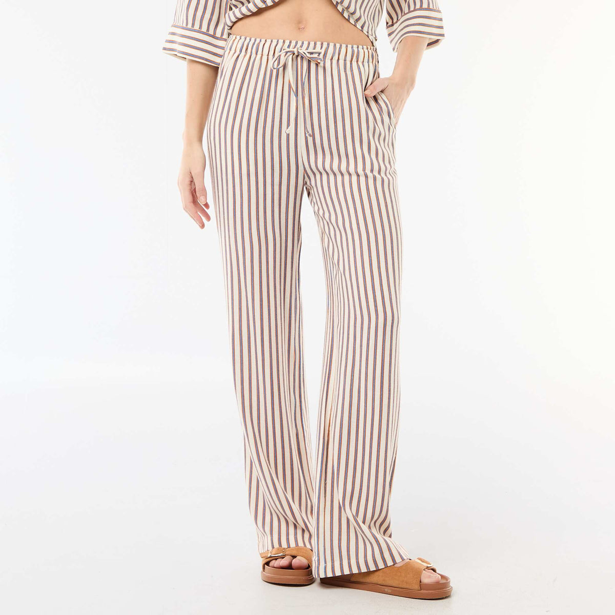 Women's Wide-Leg Linen Trousers BEIGE