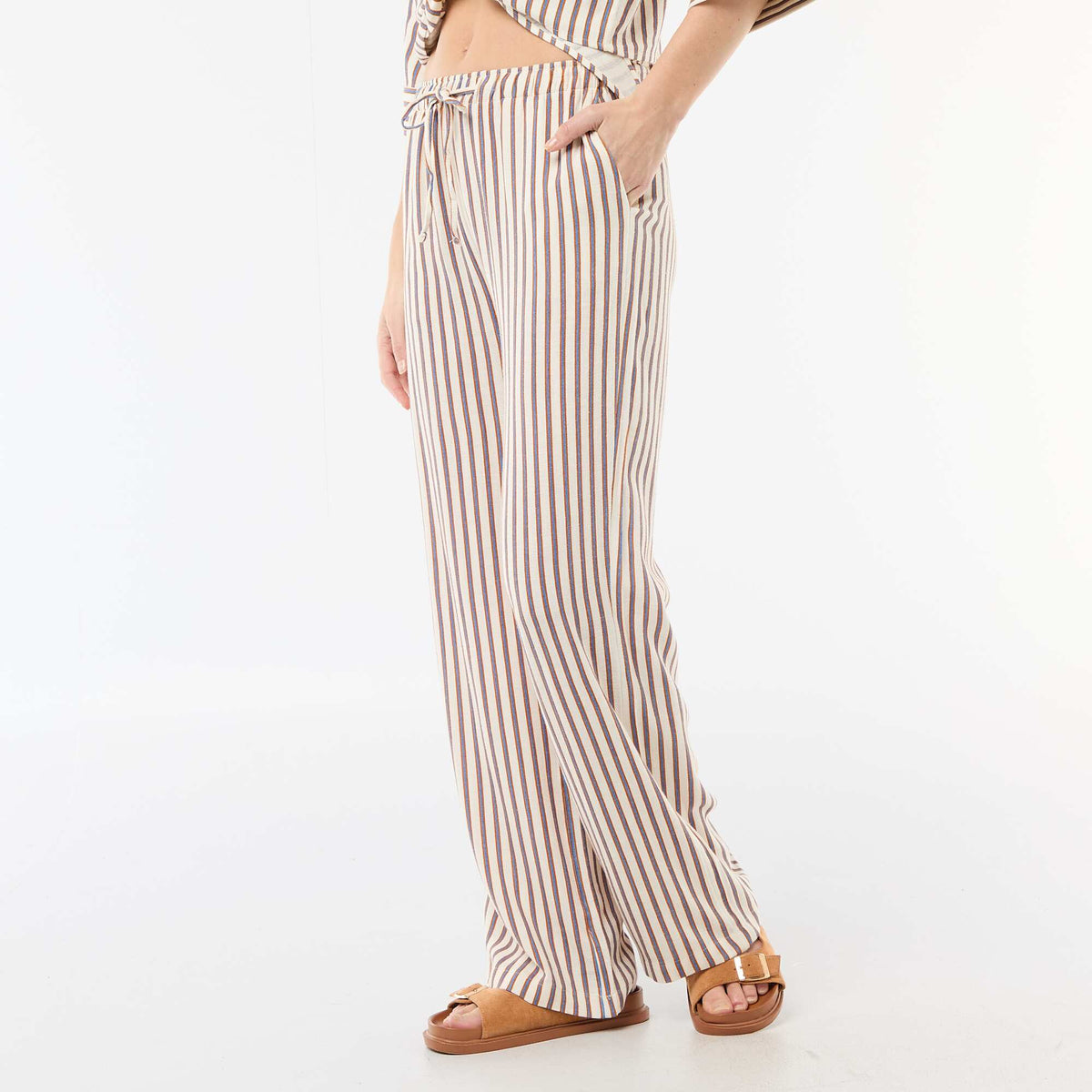 Women's Wide-Leg Linen Trousers BEIGE