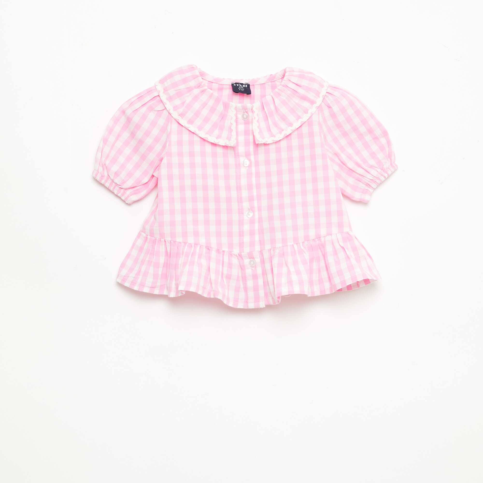 Peter Pan Collar Blouse with Ruffles PINK – Kiabi Albanie