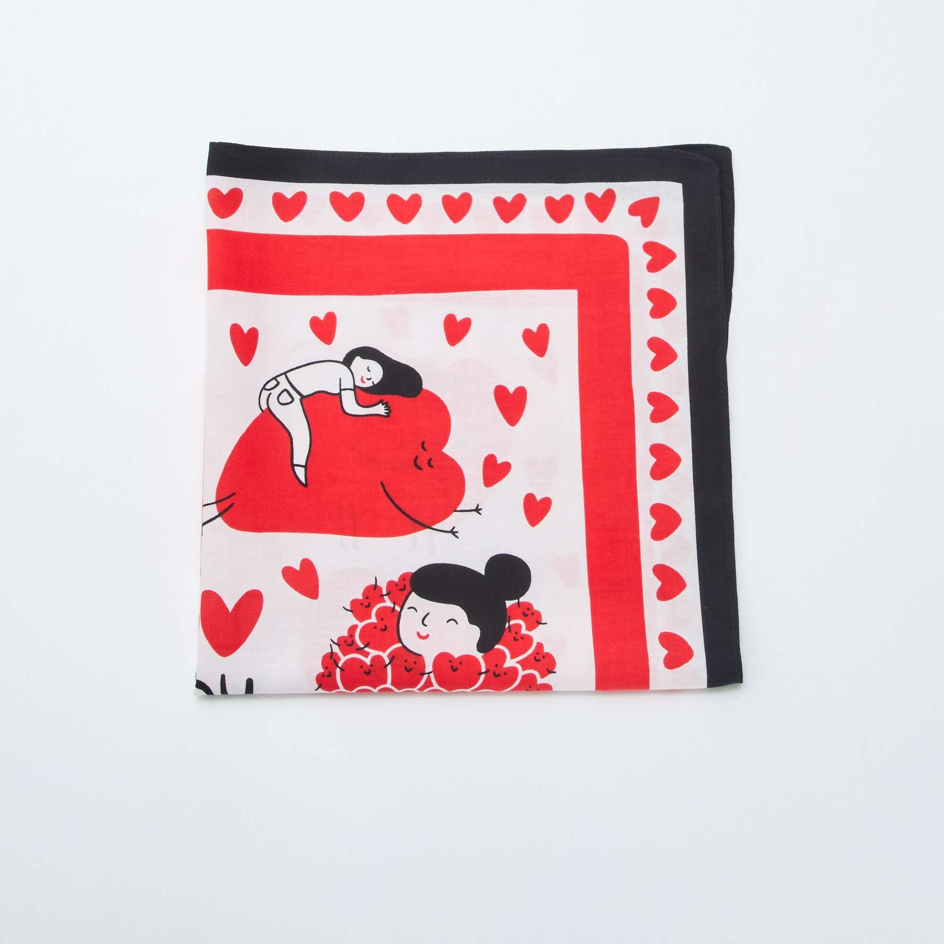 Square Printed Scarf (65x65 cm) - Valentine's Day WHITE