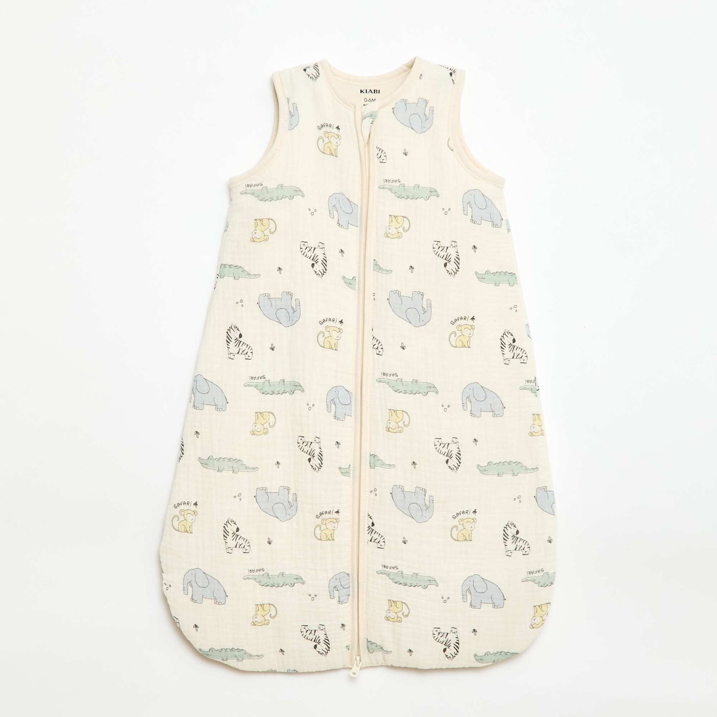 Sleeveless Zipped Cotton Sleep Sack BEIGE