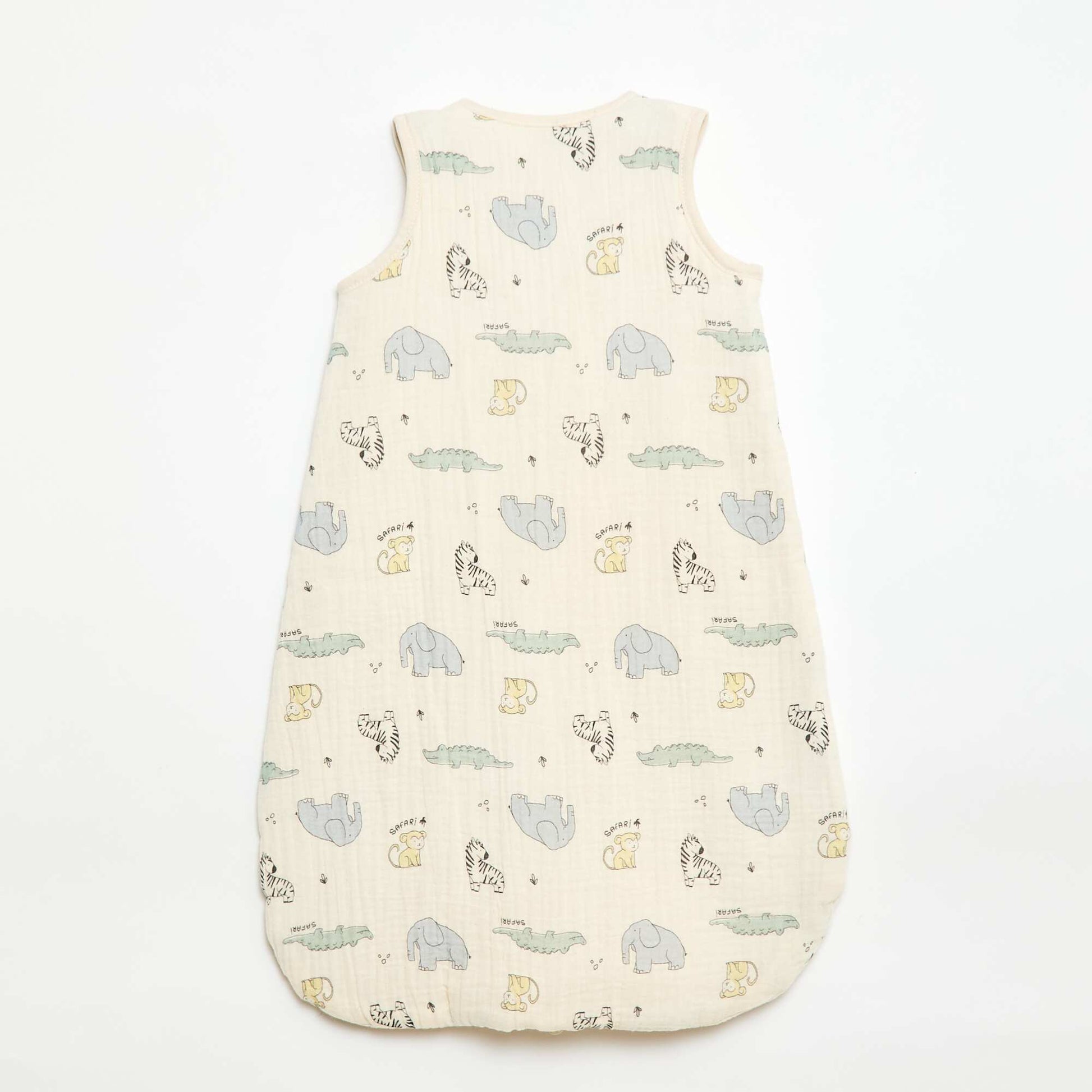 Sleeveless Zipped Cotton Sleep Sack BEIGE