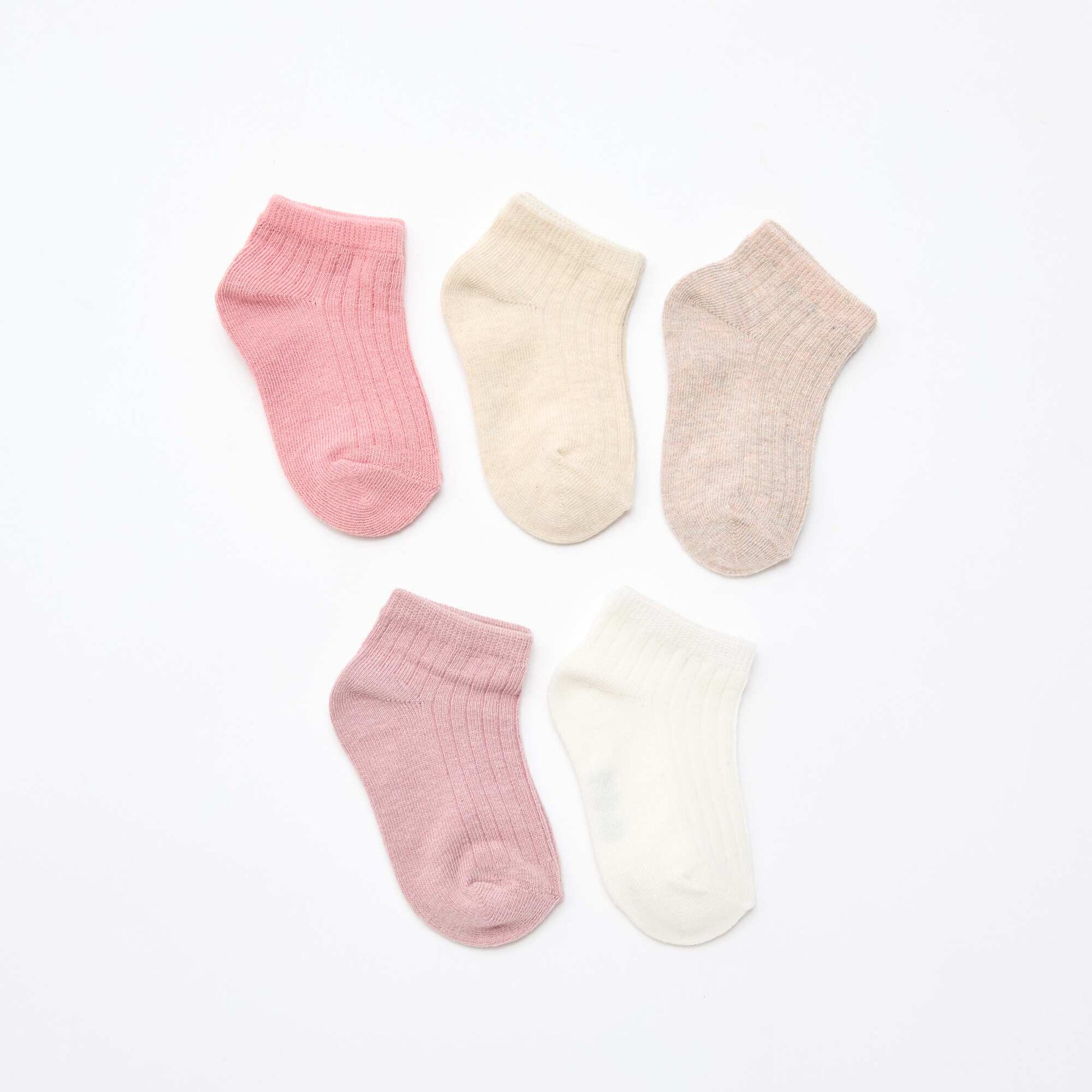 5-Pack Ribbed Knit Socks PINK
