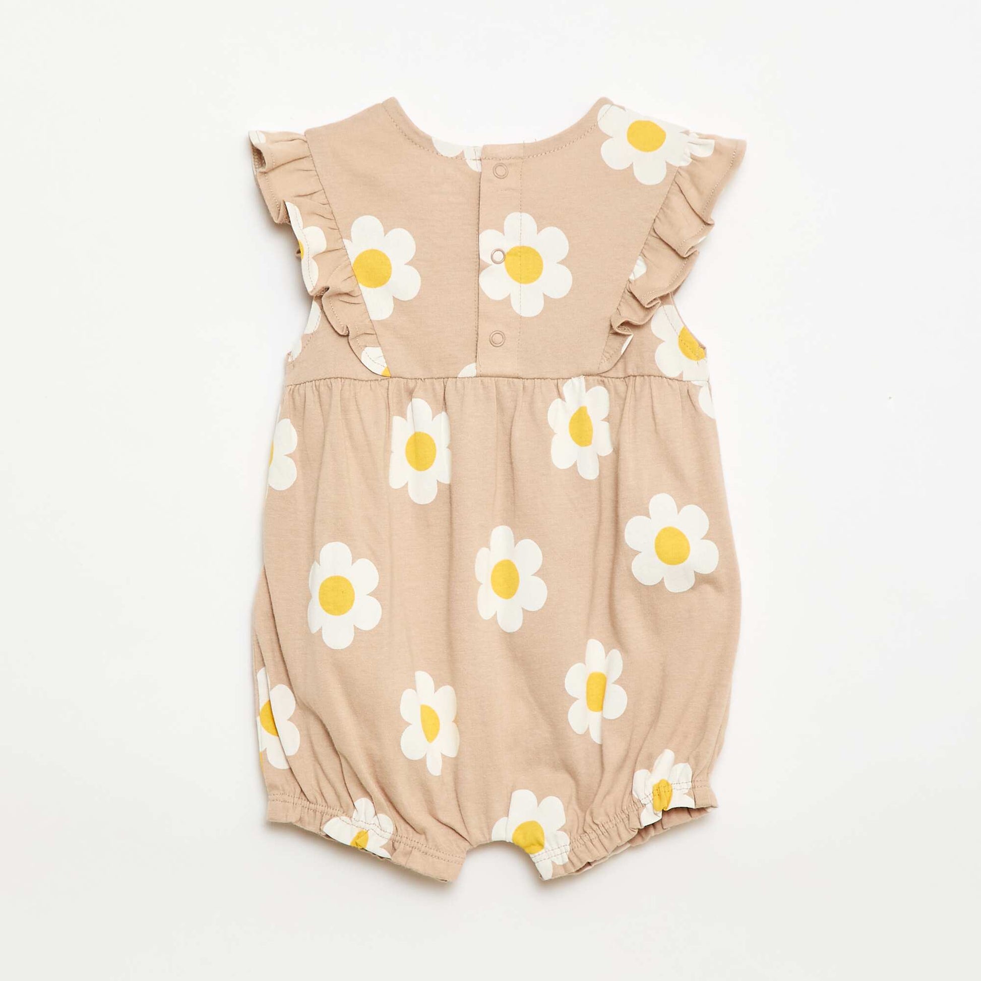 Printed Cotton Jersey Romper BEIGE