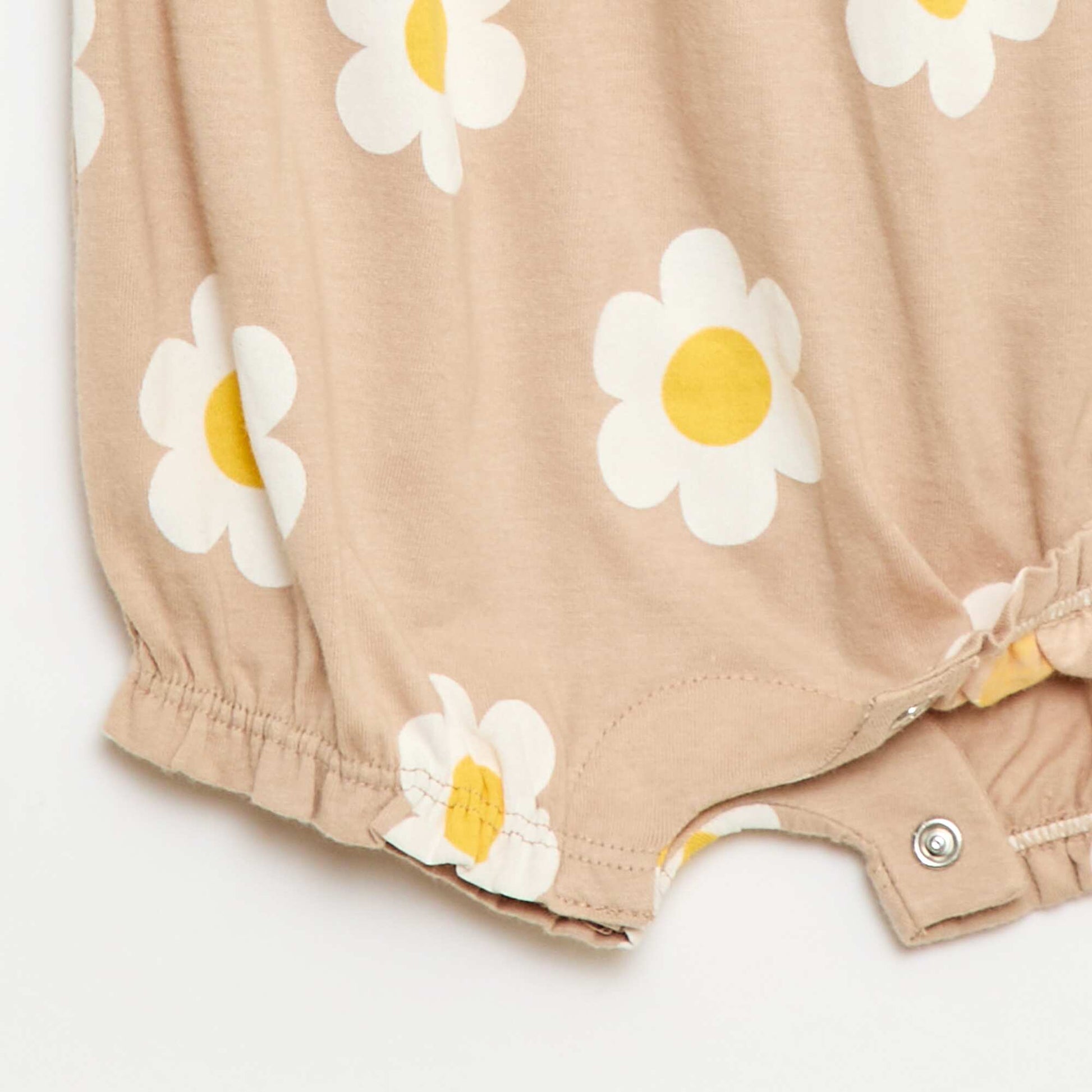 Printed Cotton Jersey Romper BEIGE