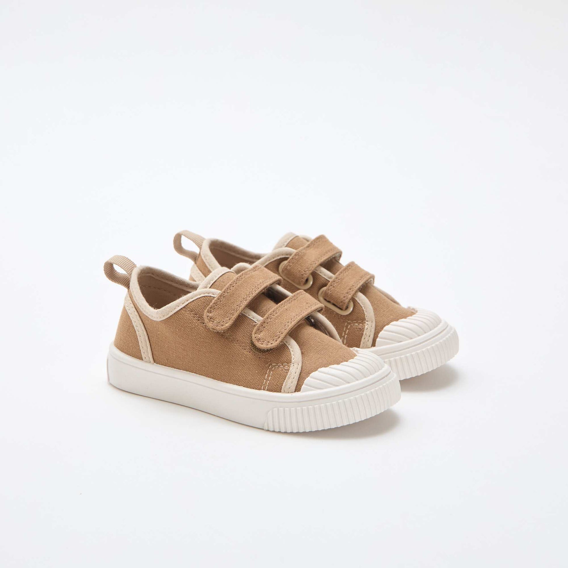 Canvas Sneakers with Hook-and-Loop Fastening BROWN