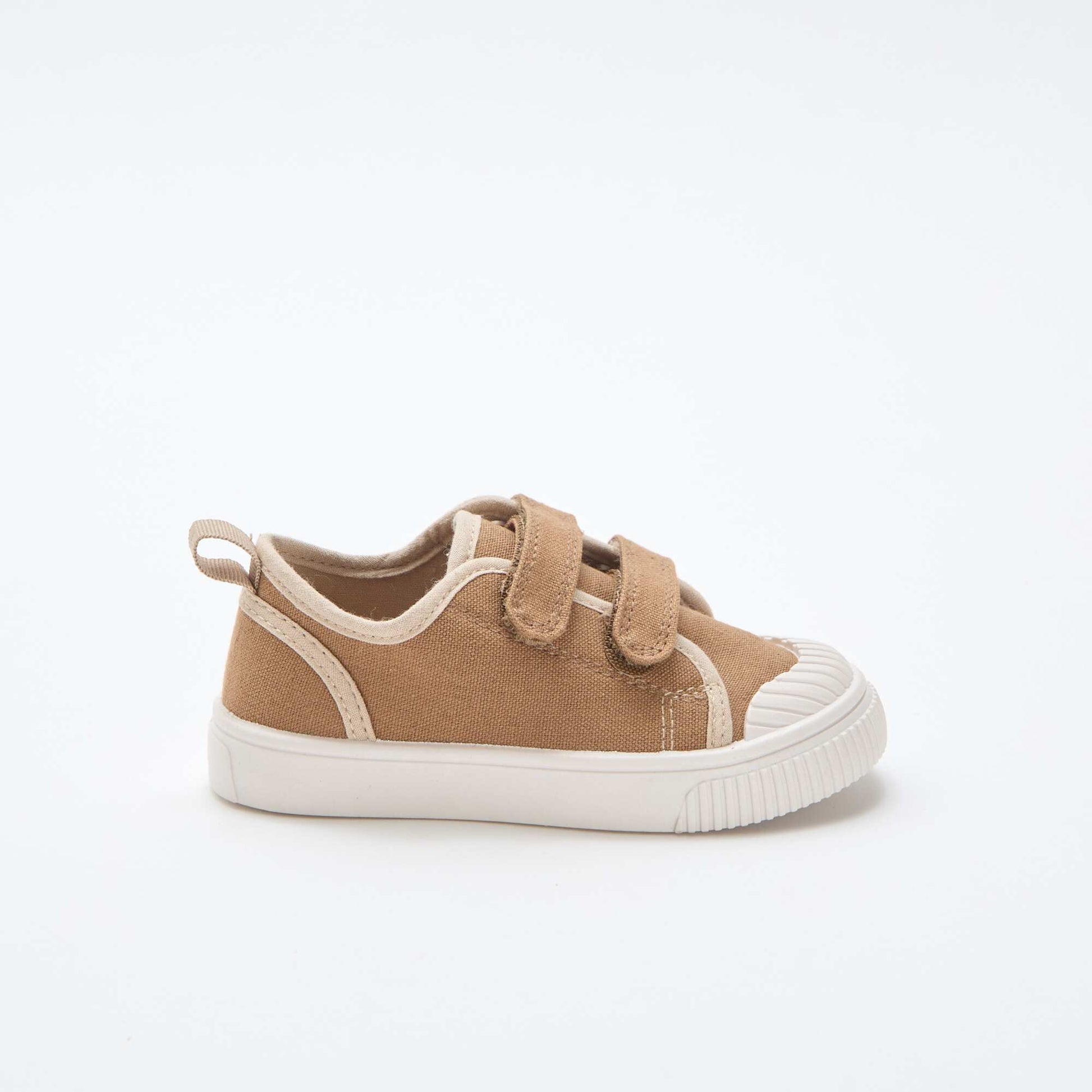 Canvas Sneakers with Hook-and-Loop Fastening BROWN