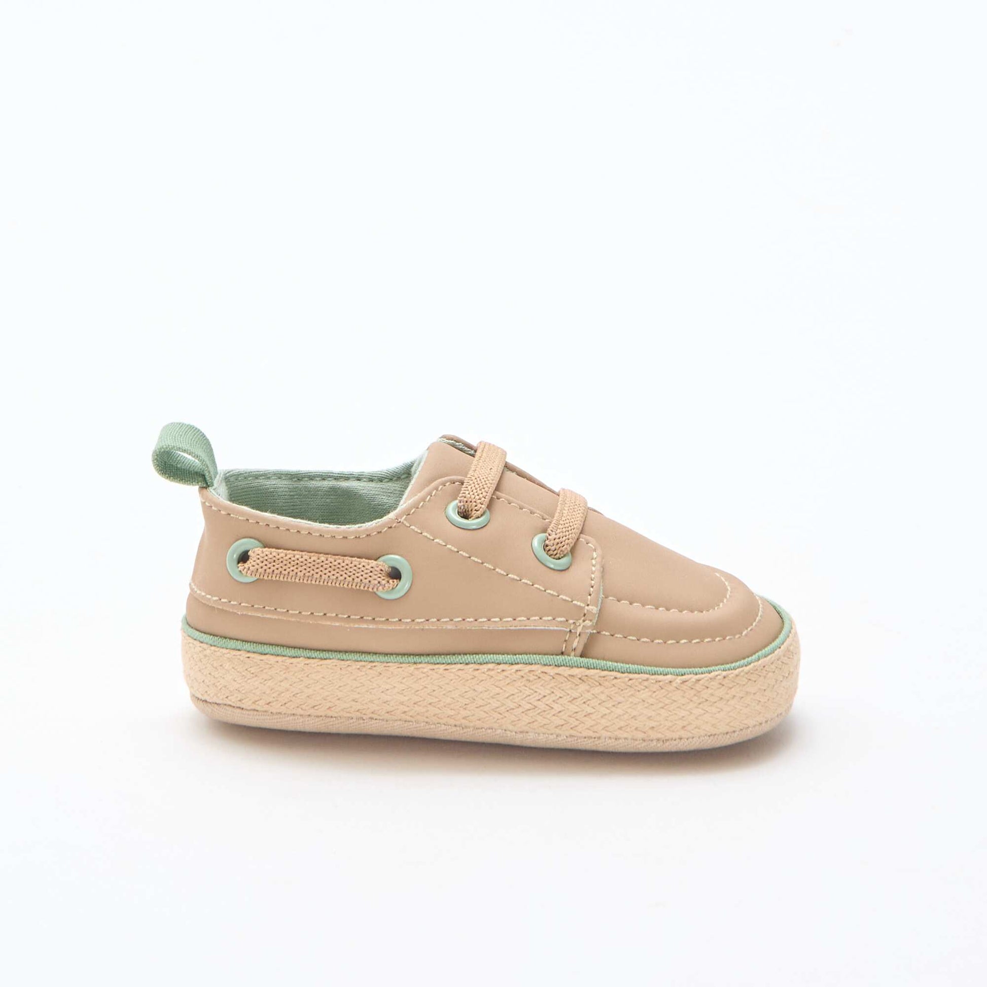 Faux Leather Boat Shoes BEIGE