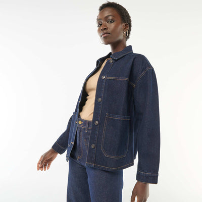 Denim jacket with patch pockets BLUE