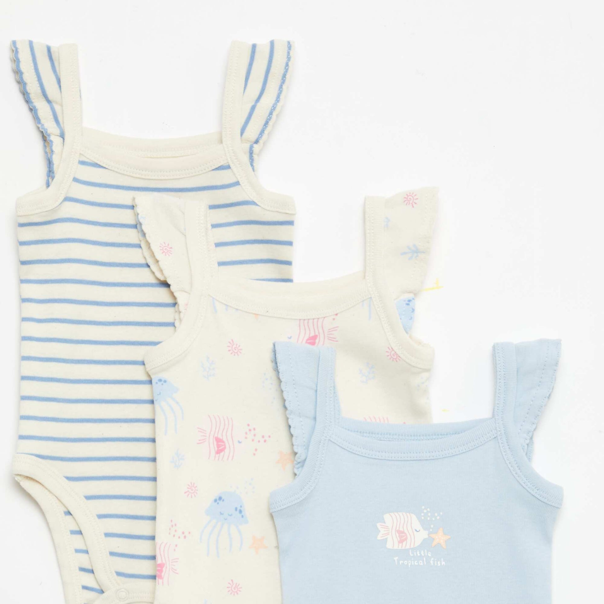 3-Pack Sleeveless Bodysuits BEIGE
