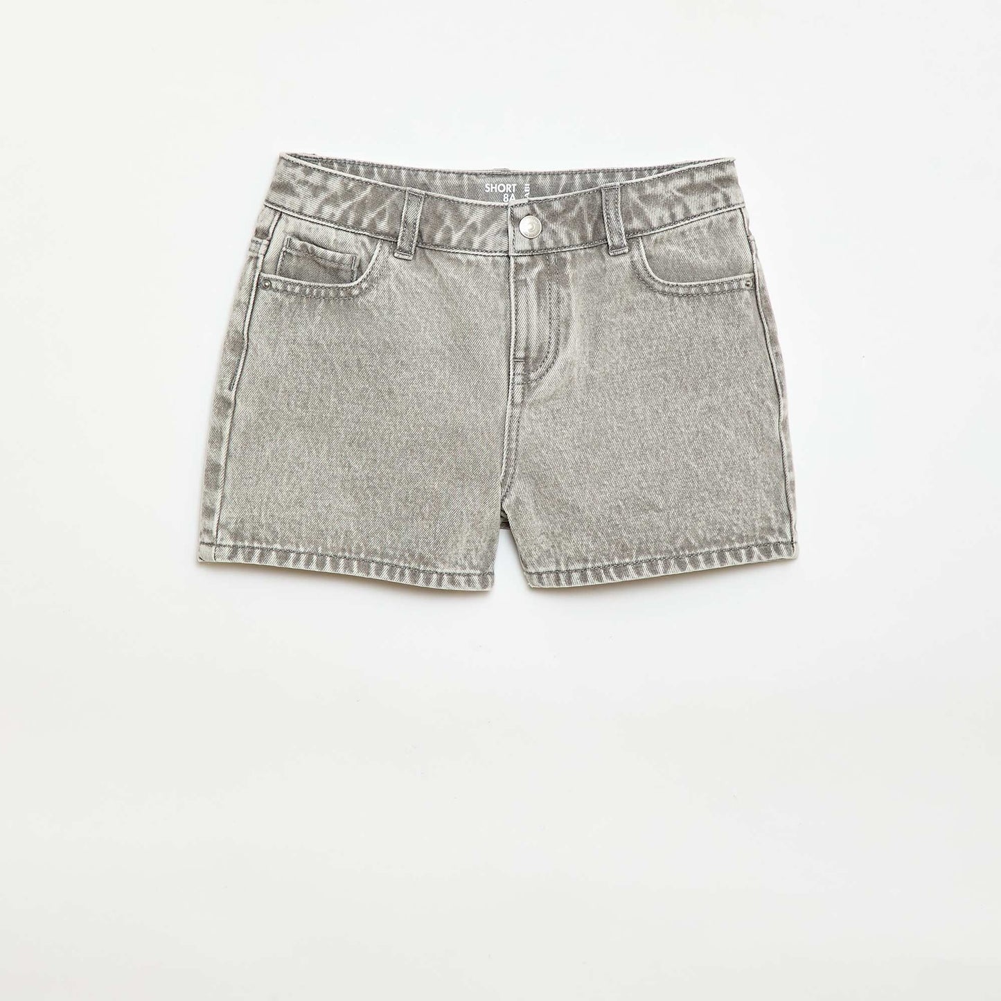 High-waisted denim shorts GREY