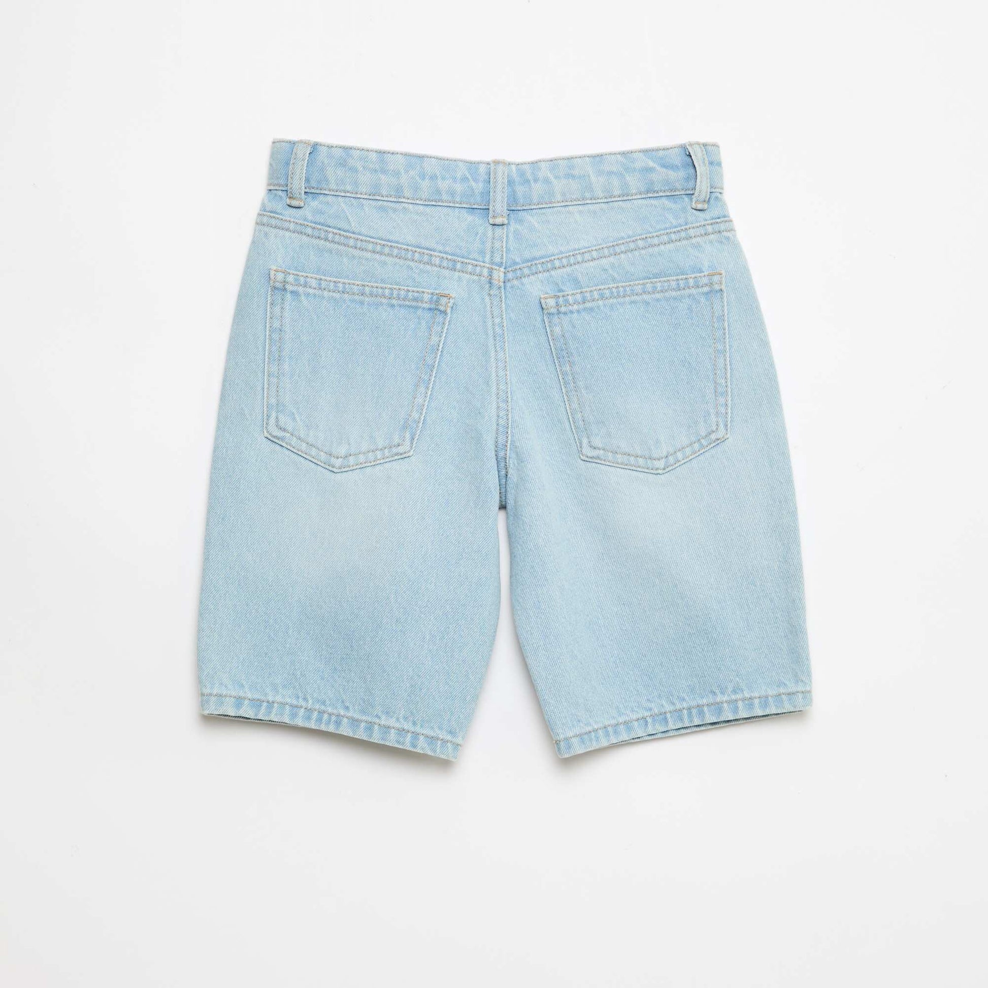 Slim Fit Stretch Cotton Denim Bermuda Shorts SKY BLUE