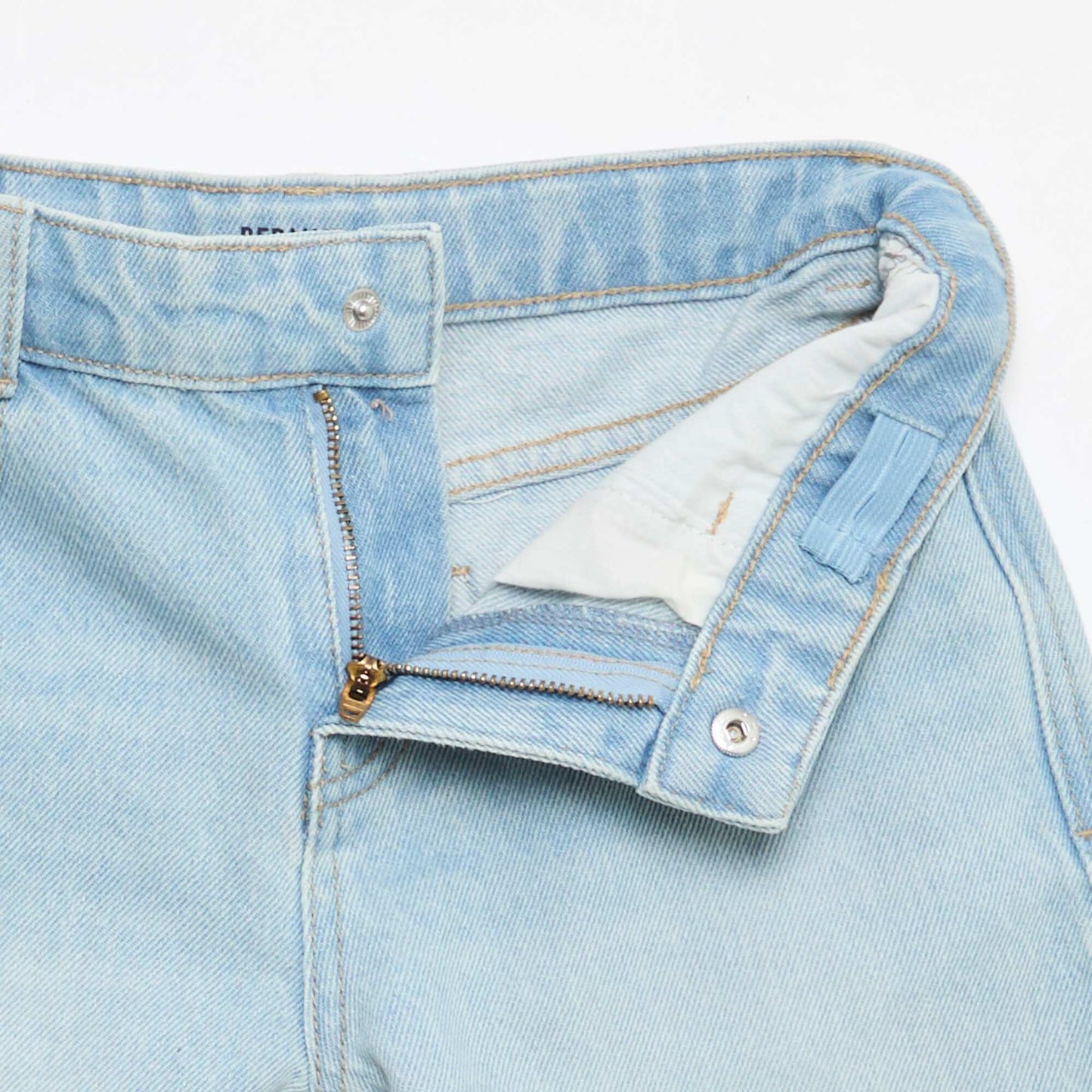 Slim Fit Stretch Cotton Denim Bermuda Shorts SKY BLUE