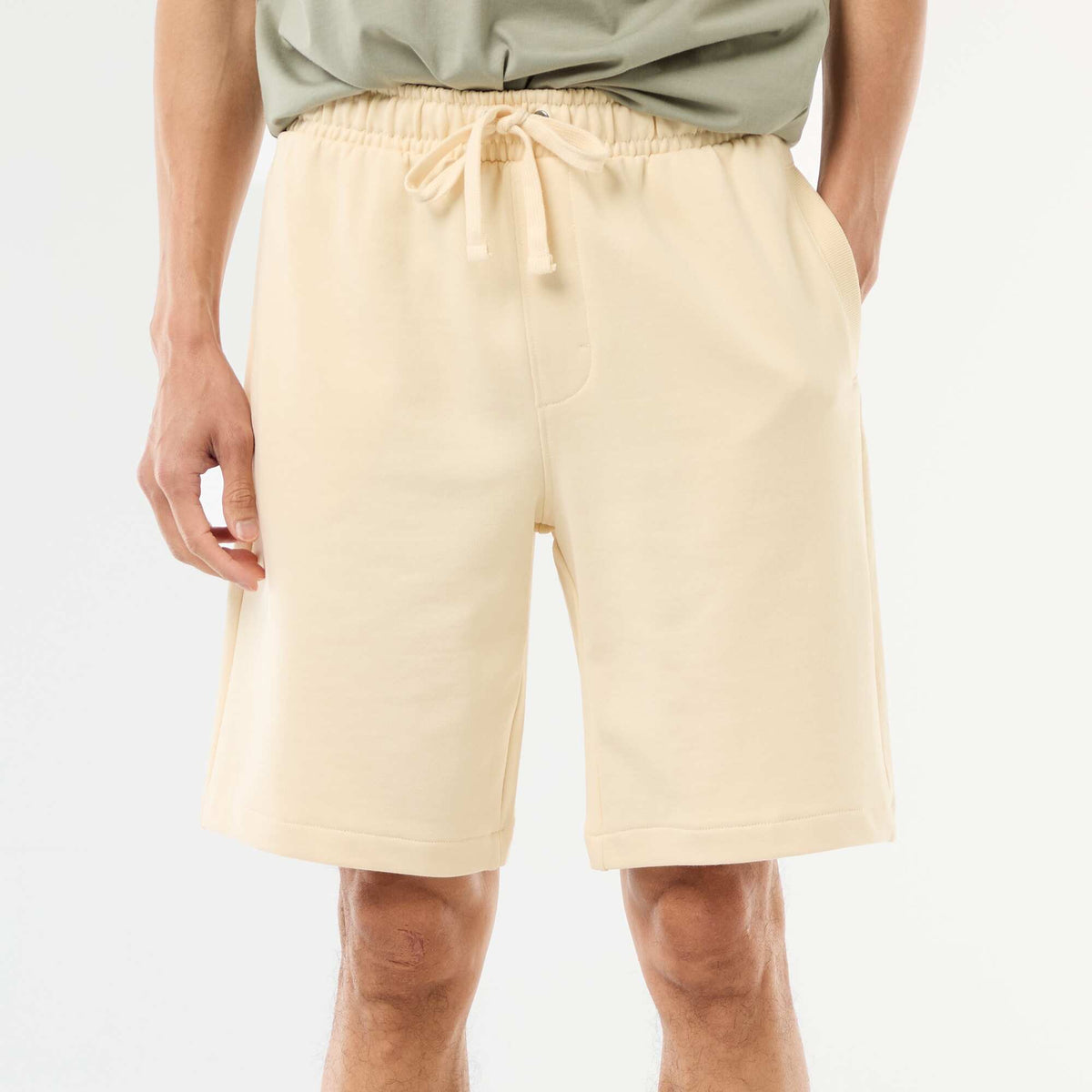 Plain Lightweight French Terry Bermuda Shorts YELLOW