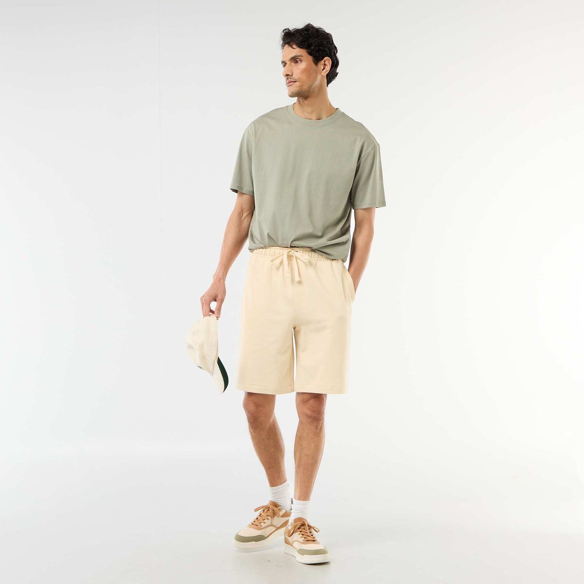Plain Lightweight French Terry Bermuda Shorts YELLOW