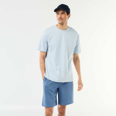Plain Lightweight French Terry Bermuda Shorts BLUE