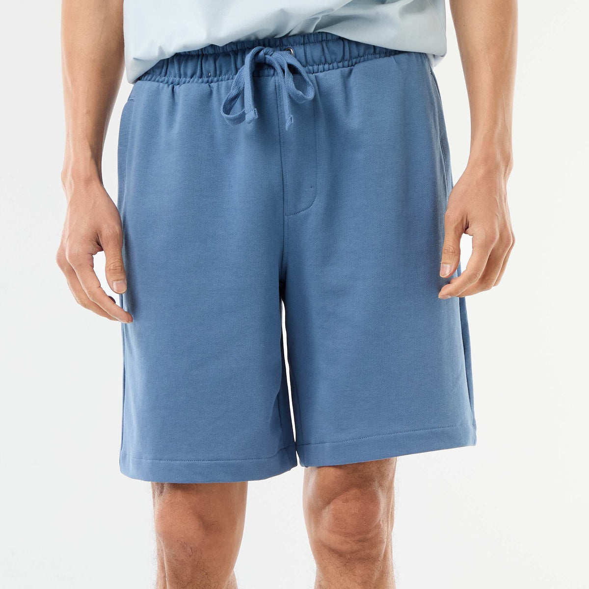 Plain Lightweight French Terry Bermuda Shorts BLUE