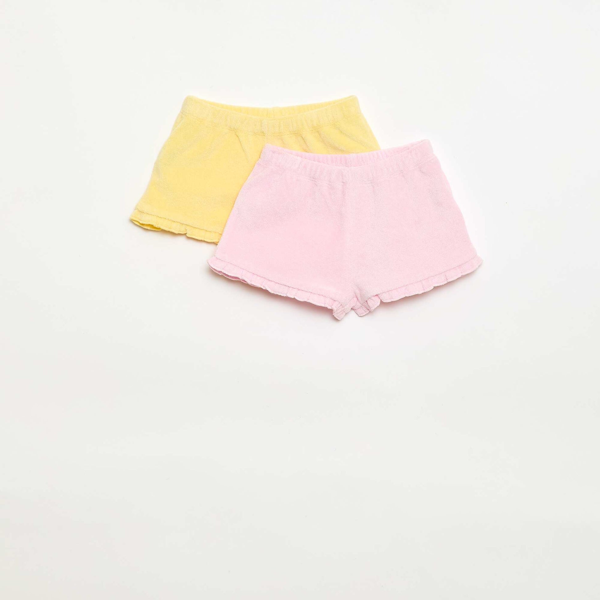 2-pack of plain ruffled terry shorts YELLOW