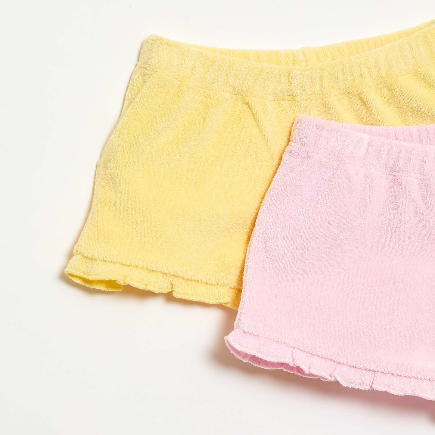 2-pack of plain ruffled terry shorts YELLOW