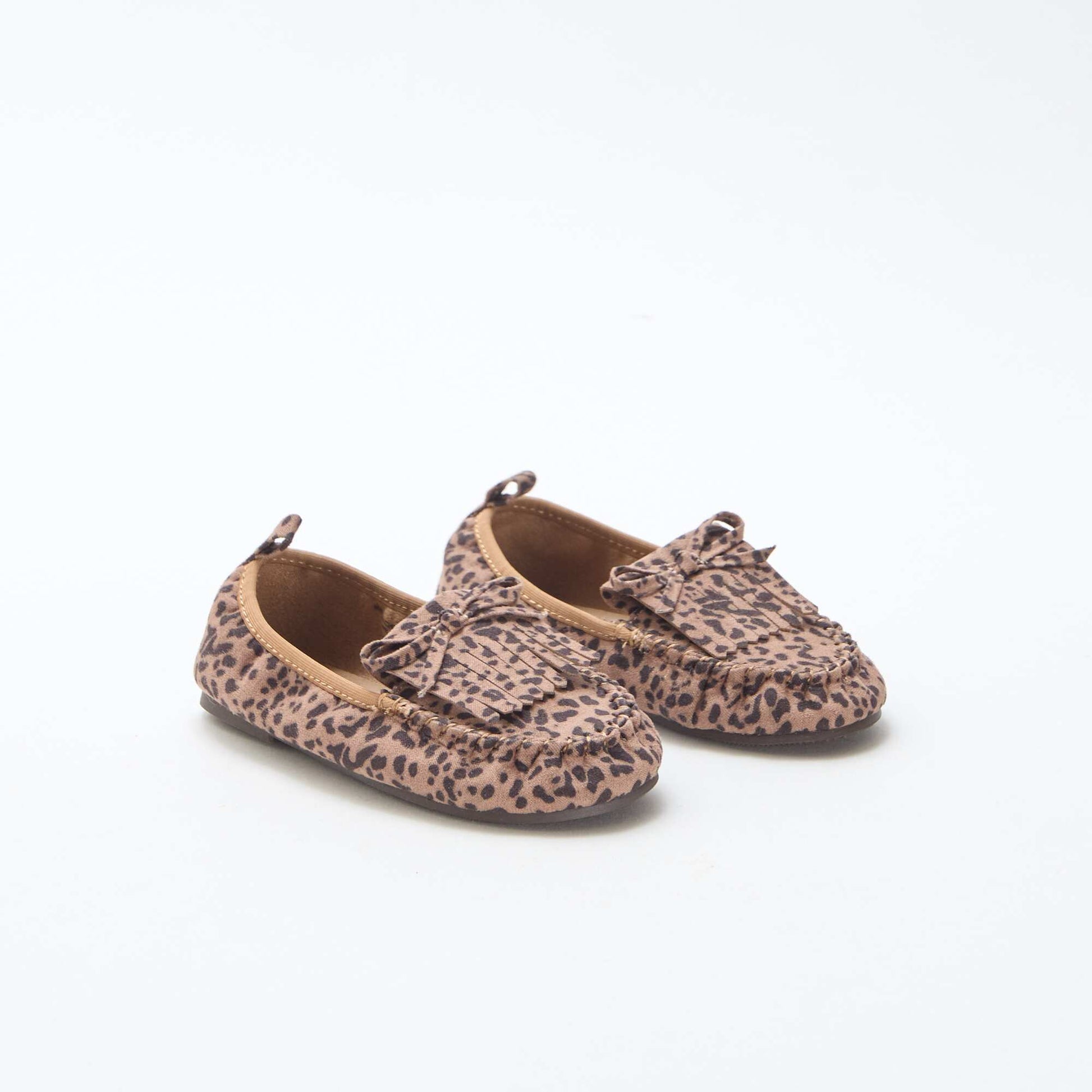 Leopard Print Suedette Moccasins BROWN