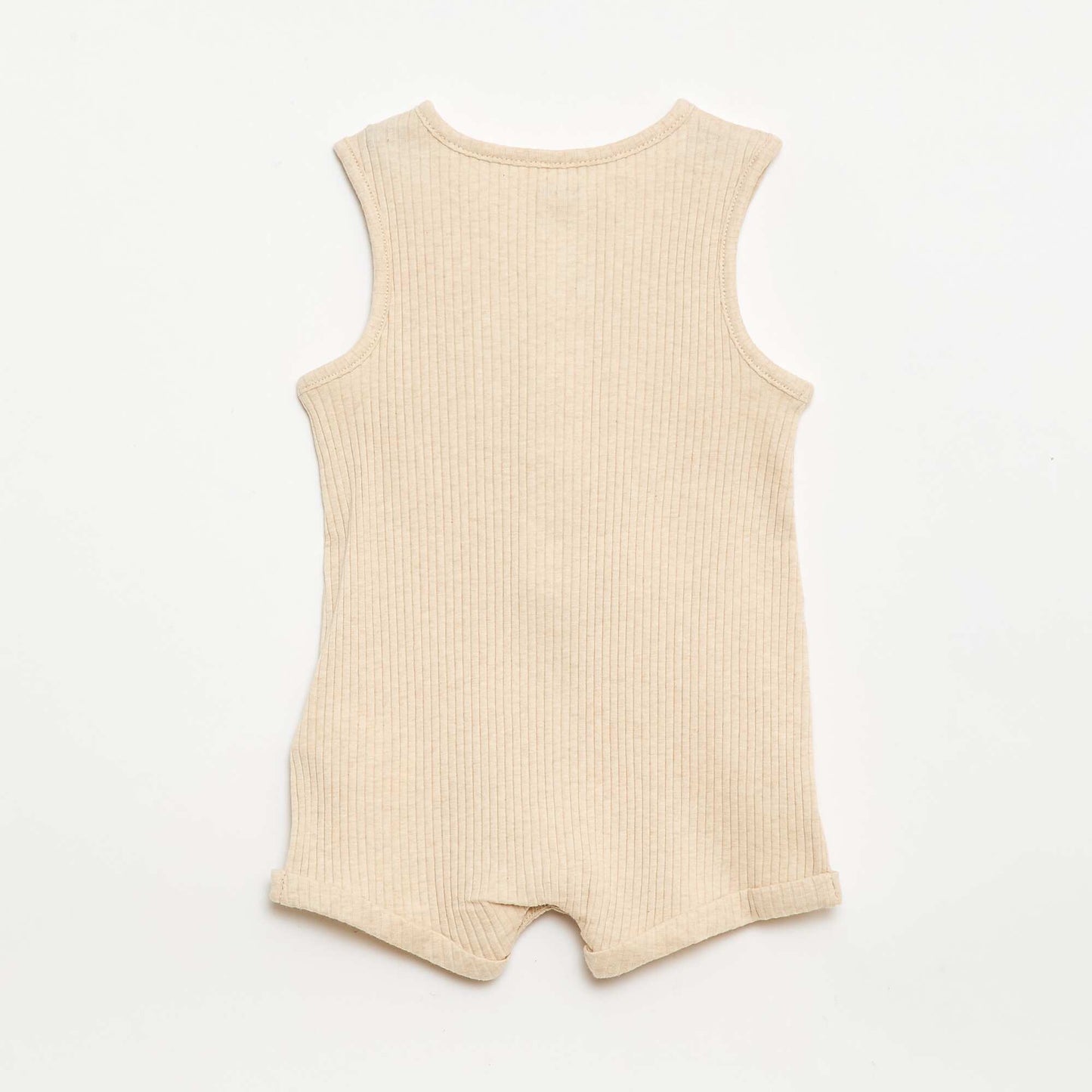 Ribbed knit short romper BEIGE