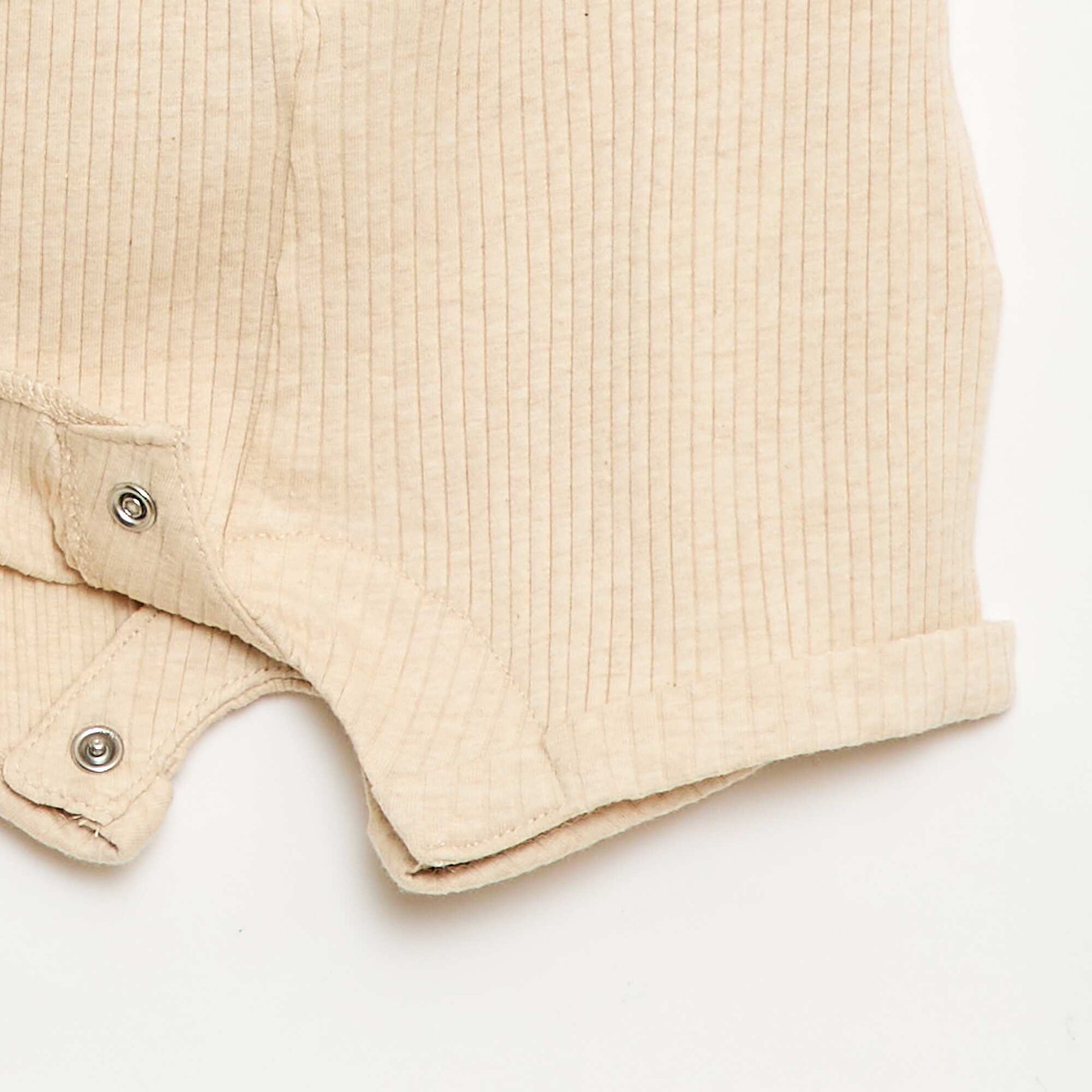 Ribbed knit short romper BEIGE