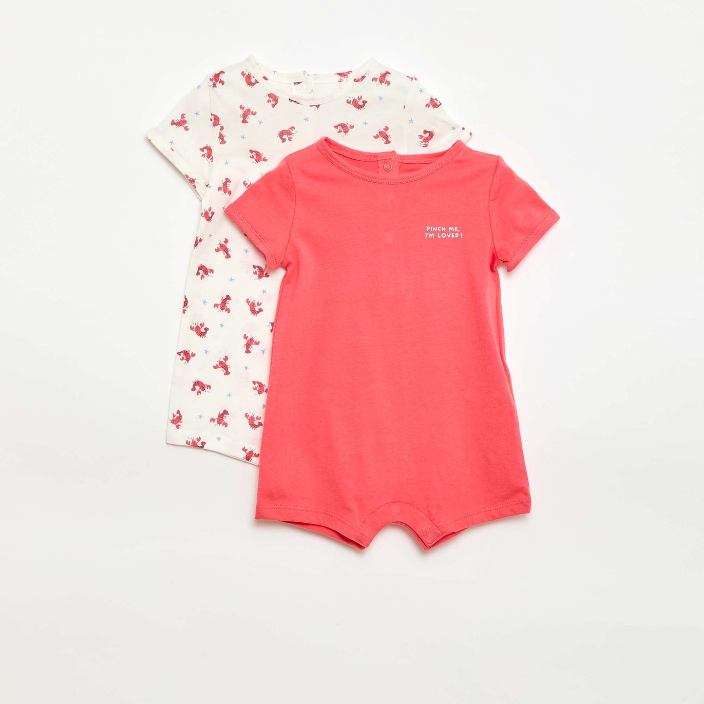 2-Pack of Short Jersey Rompers WHITE