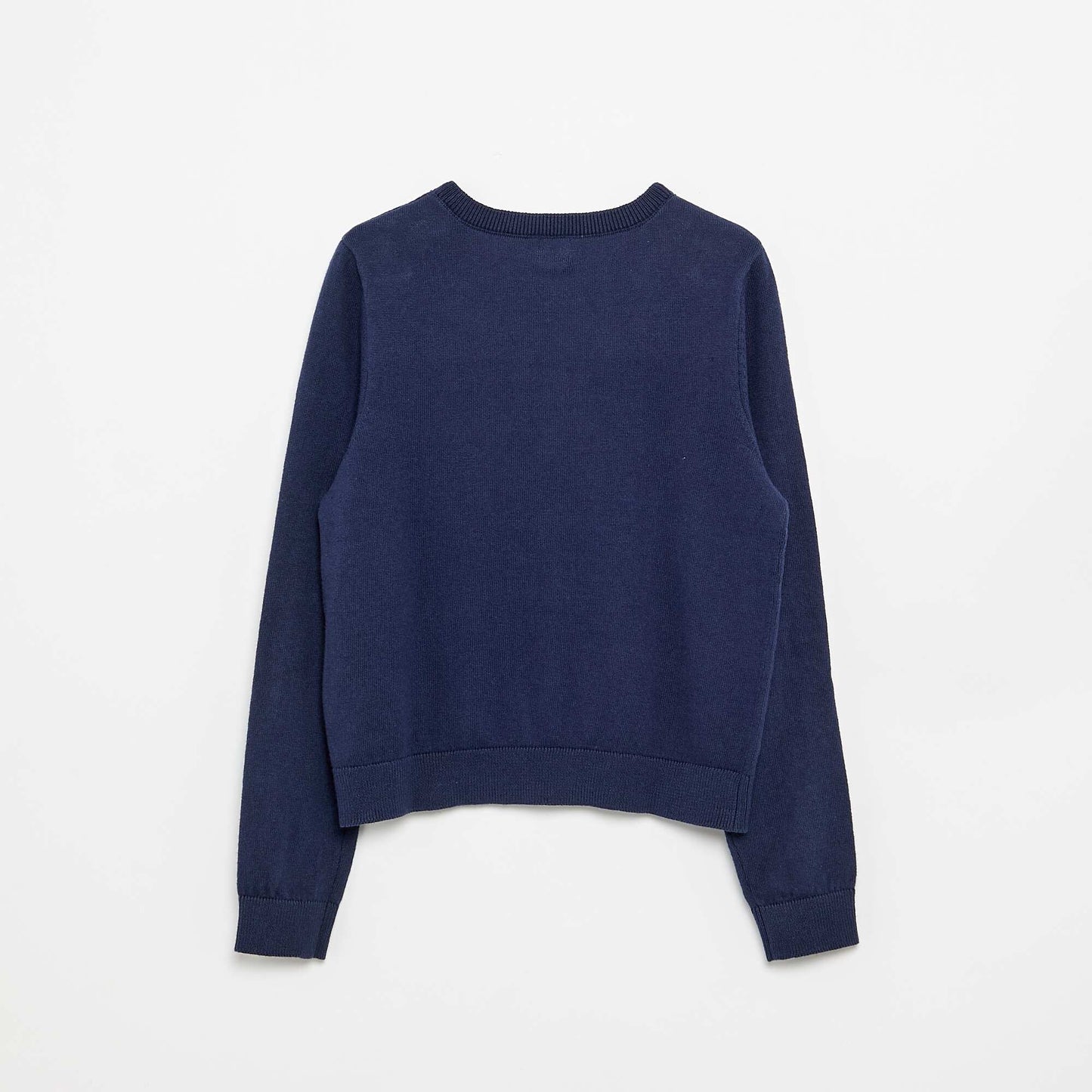 Lightweight Plain Crew Neck Cardigan BLACK