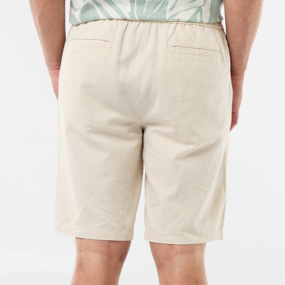 Linen blend Bermuda shorts BEIGE