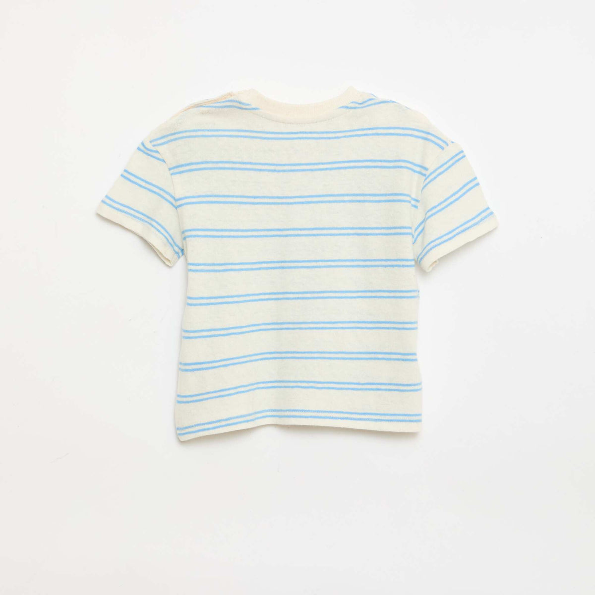 Striped cotton and linen jersey T-shirt WHITE