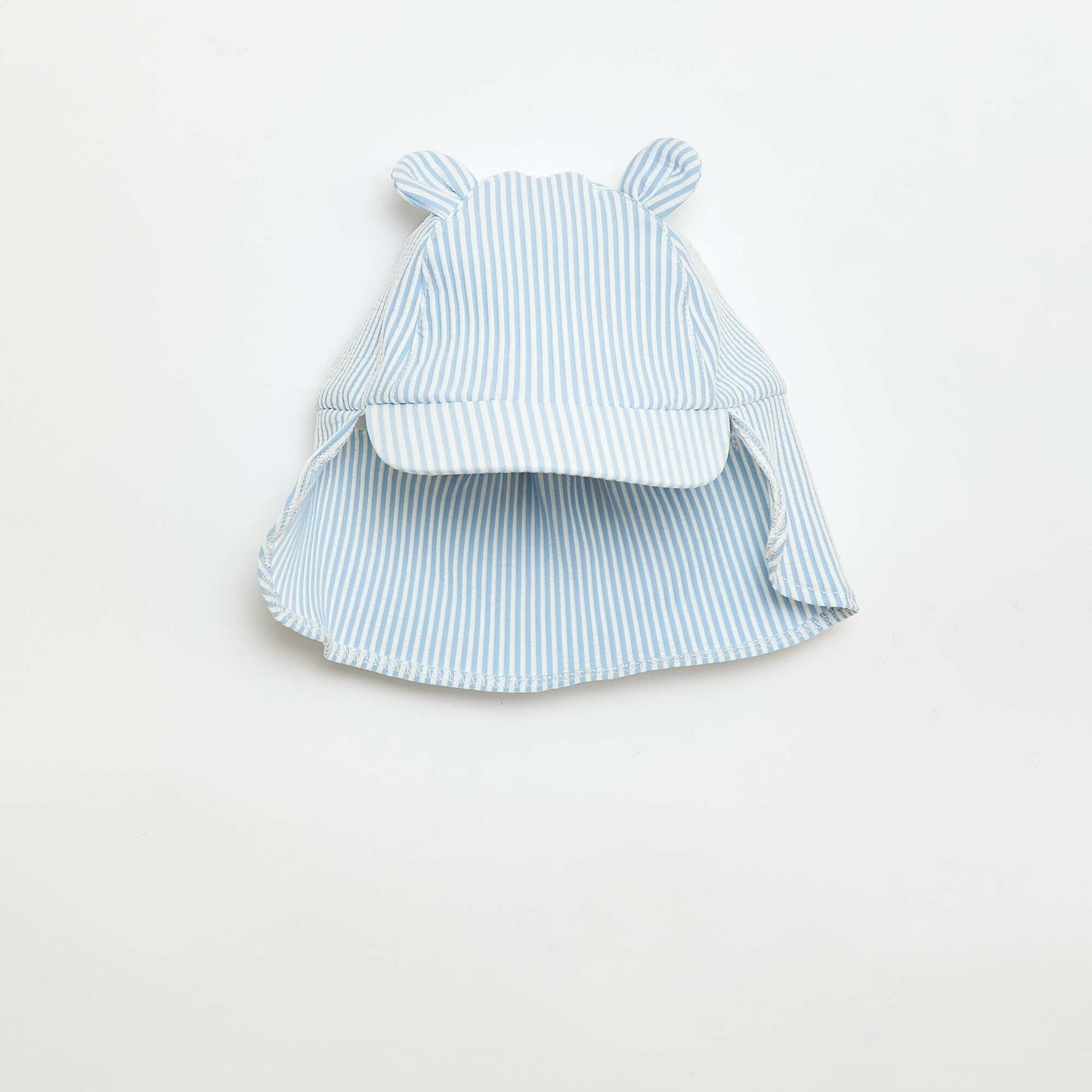Striped Cap with Neck Flap and Ears BLUE