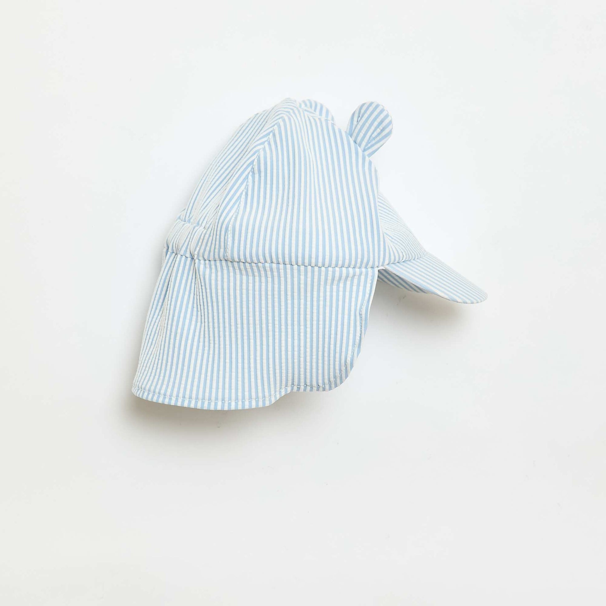 Striped Cap with Neck Flap and Ears BLUE