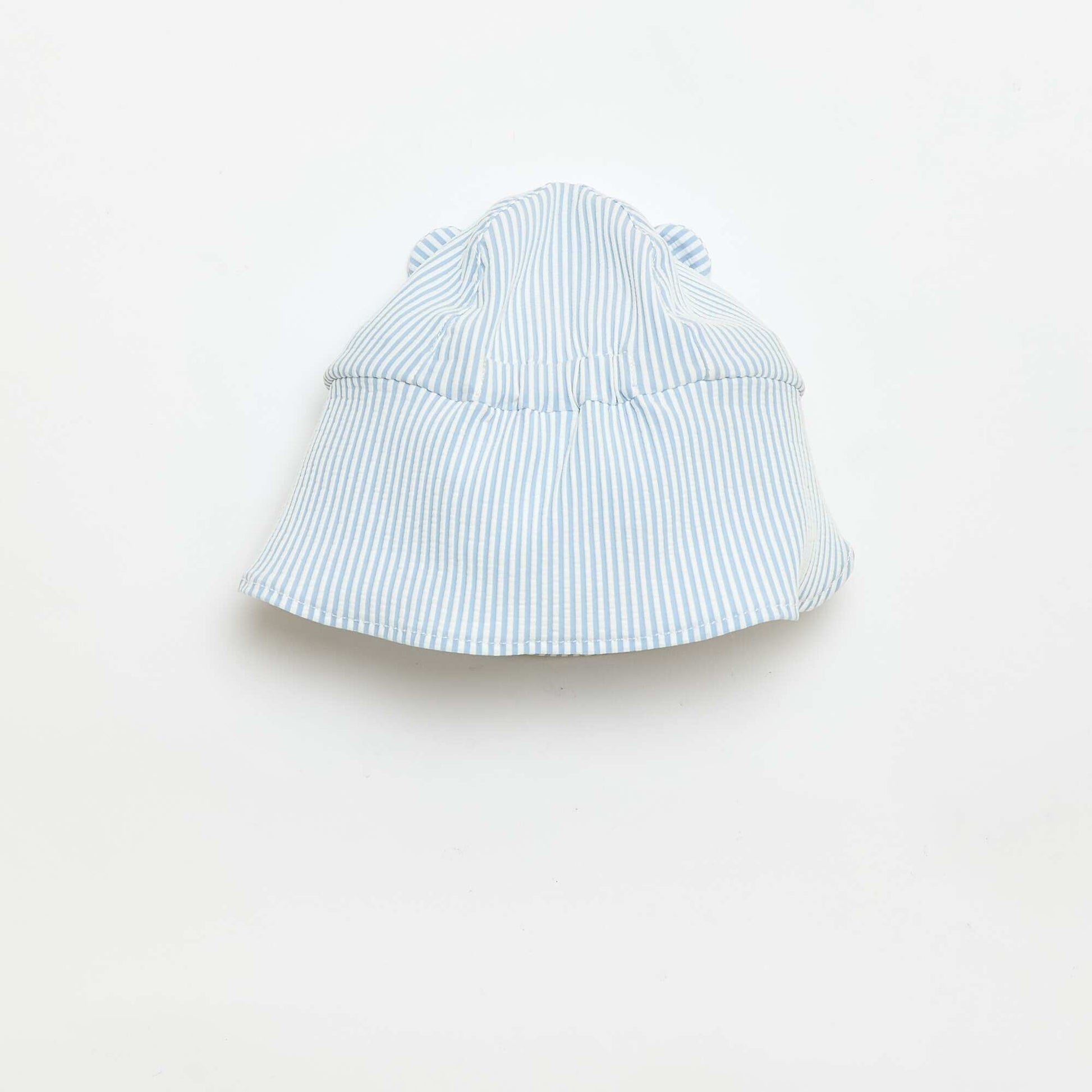 Striped Cap with Neck Flap and Ears BLUE