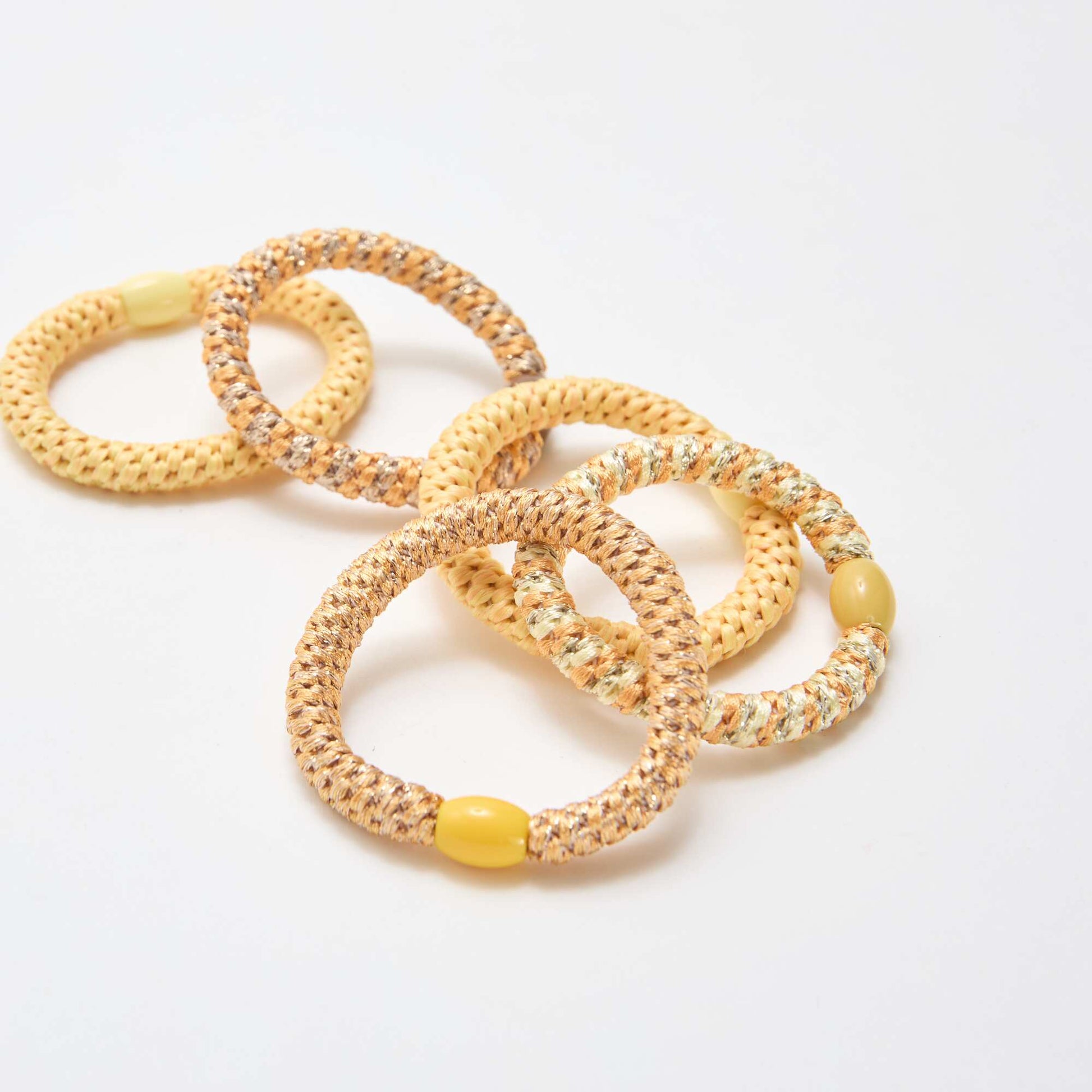 Set of 5 Colorful Hair Ties YELLOW