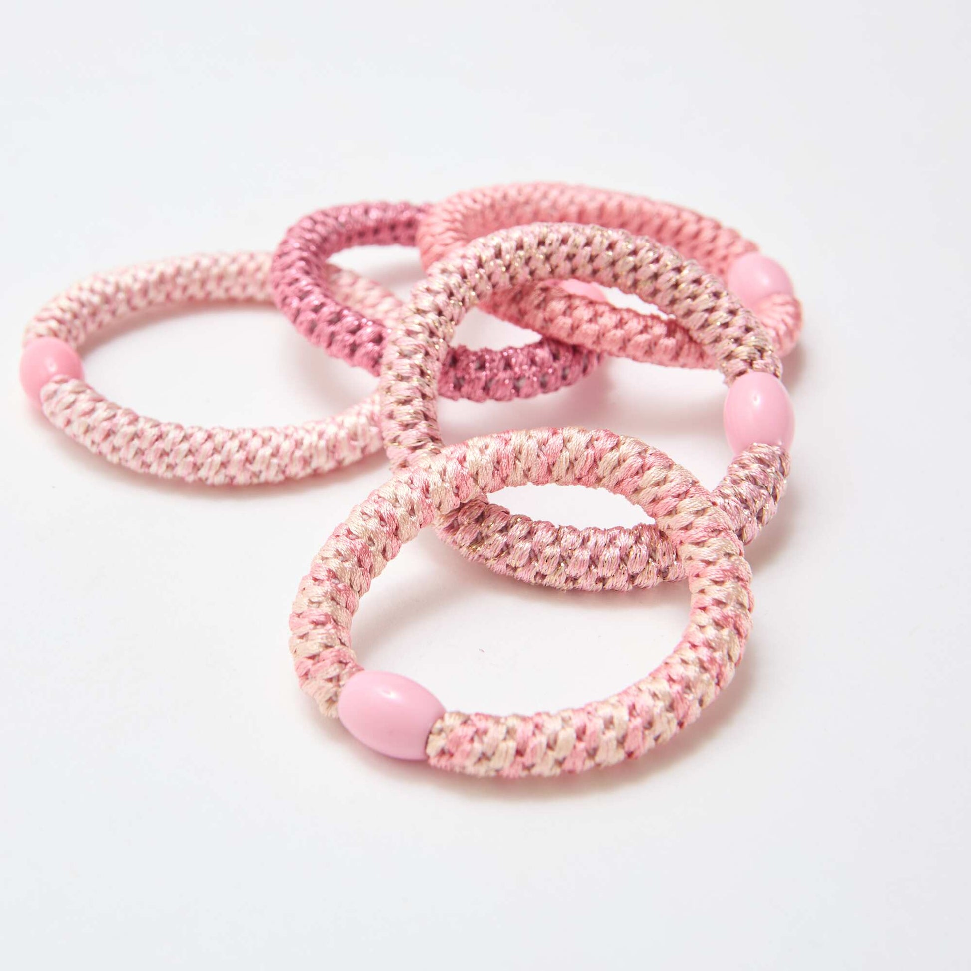 Set of 5 Colorful Hair Ties PINK