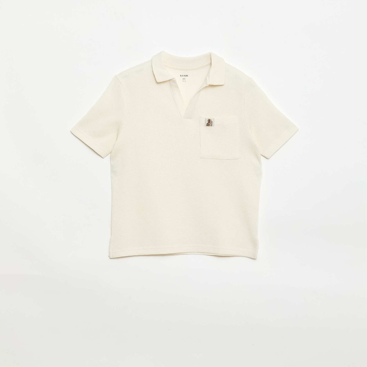 Honeycomb knit polo shirt WHITE