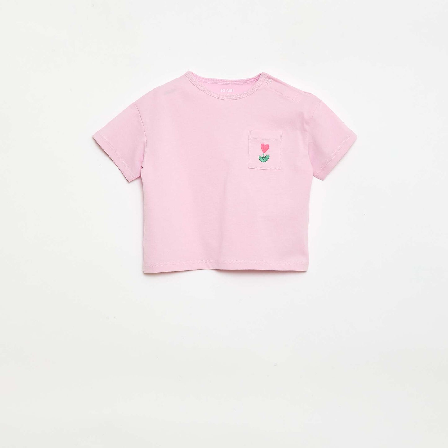 Ribbed T-shirt and Bike Shorts Set - 2-piece PINK