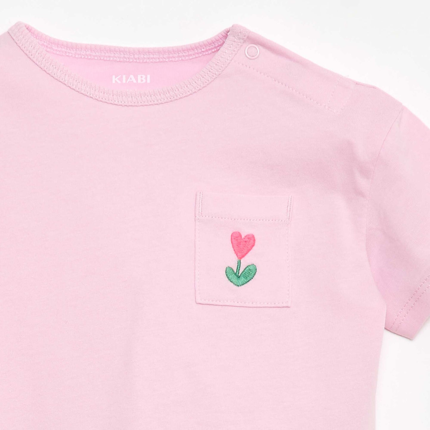 Ribbed T-shirt and Bike Shorts Set - 2-piece PINK