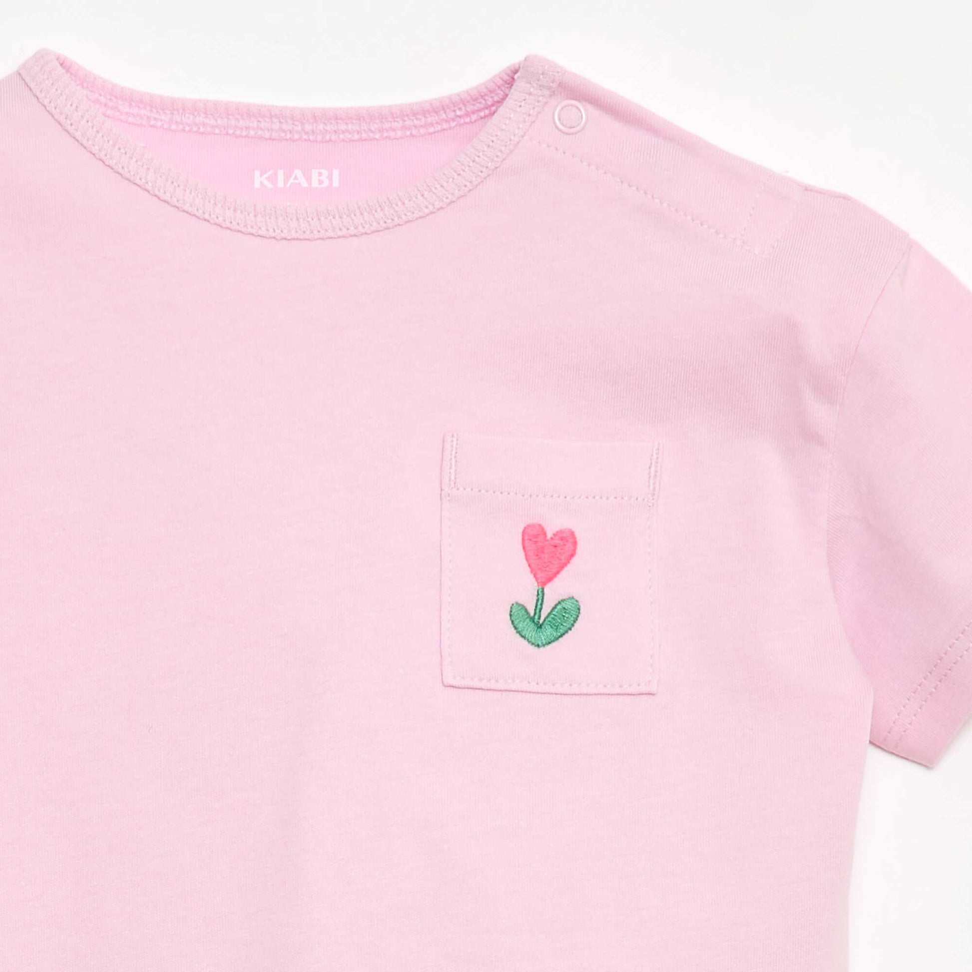 Ribbed T-shirt and Bike Shorts Set - 2-piece PINK