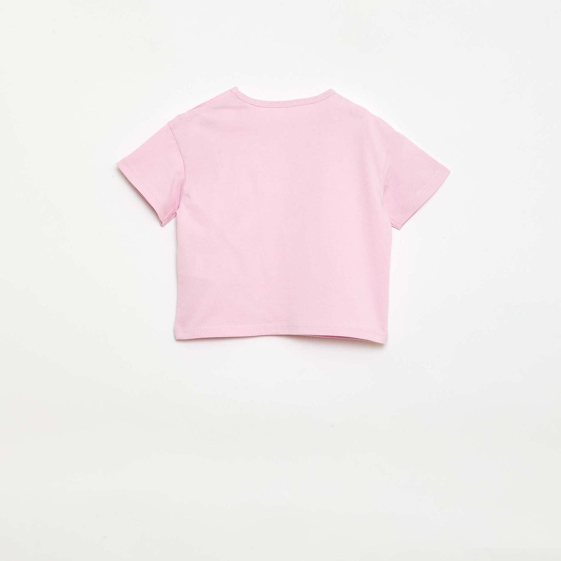 Ribbed T-shirt and Bike Shorts Set - 2-piece PINK