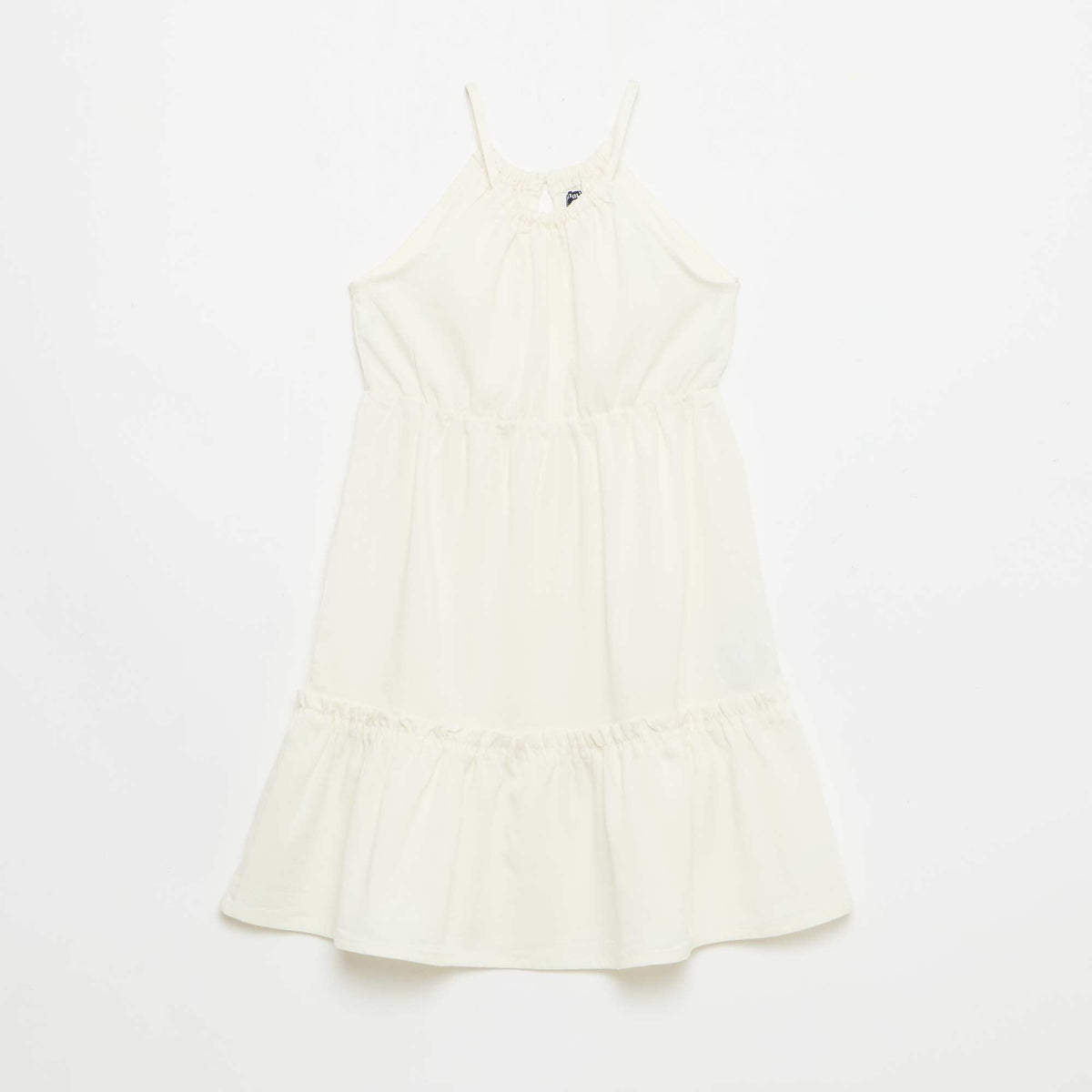Plain dress with straps and ruffles BEIGE
