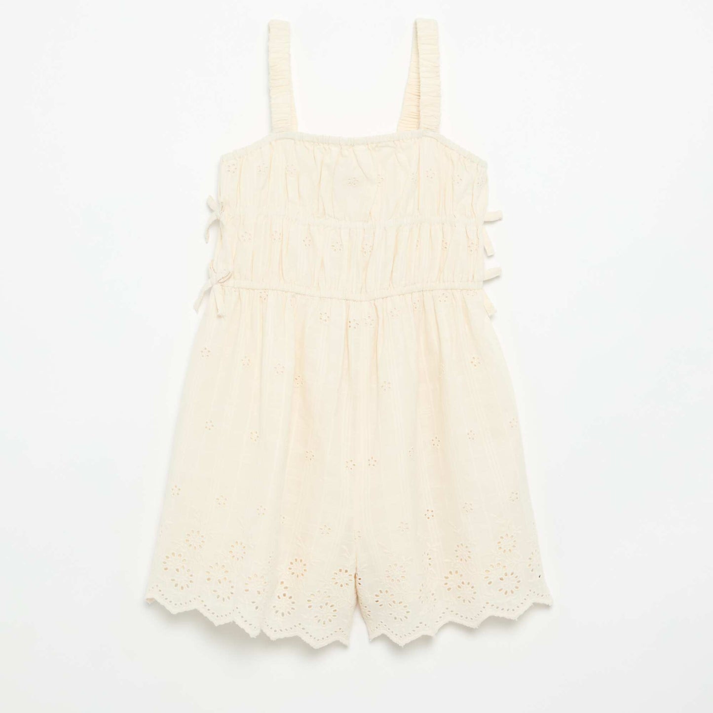Thin-strap dress with all-over embroidery WHITE