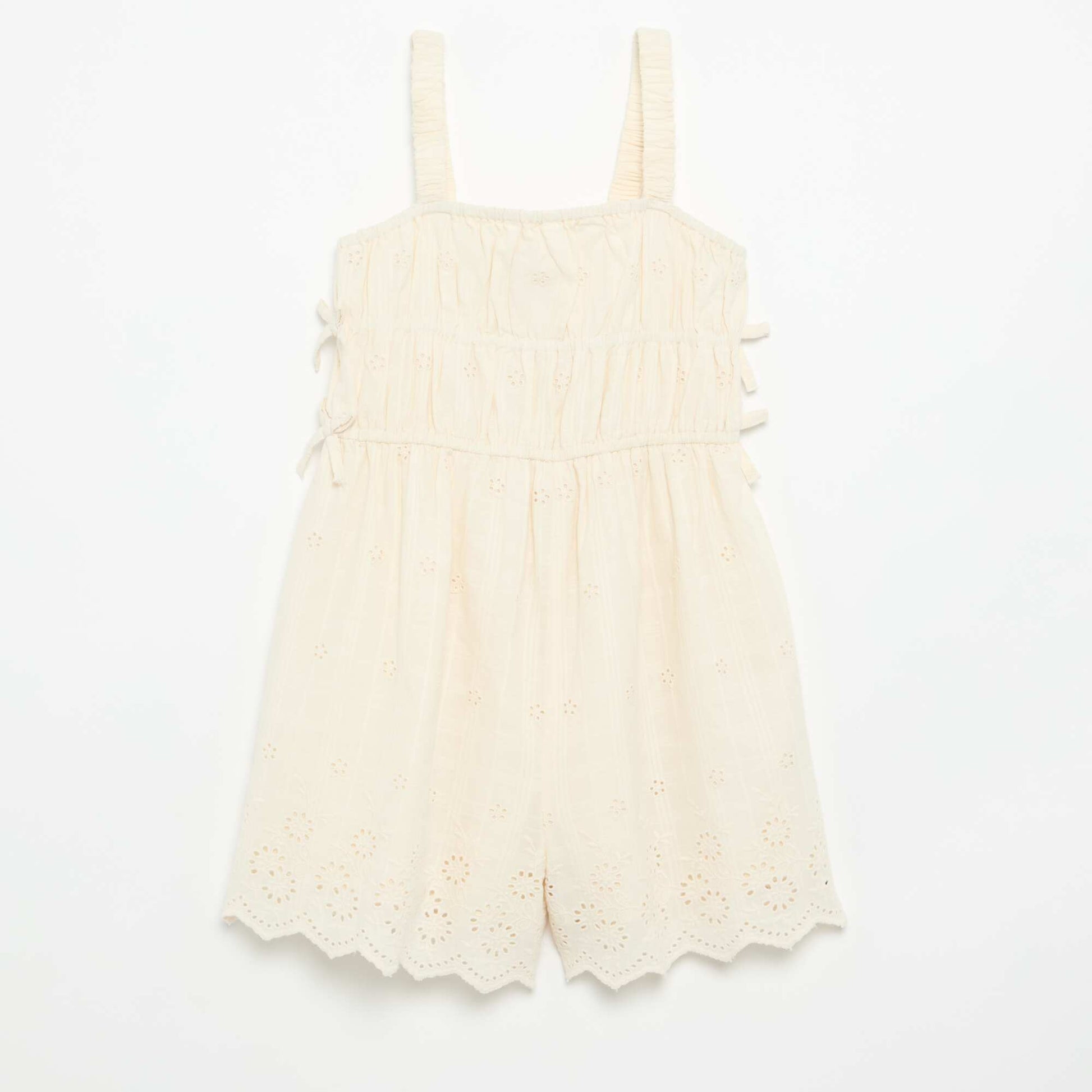 Thin-strap dress with all-over embroidery WHITE