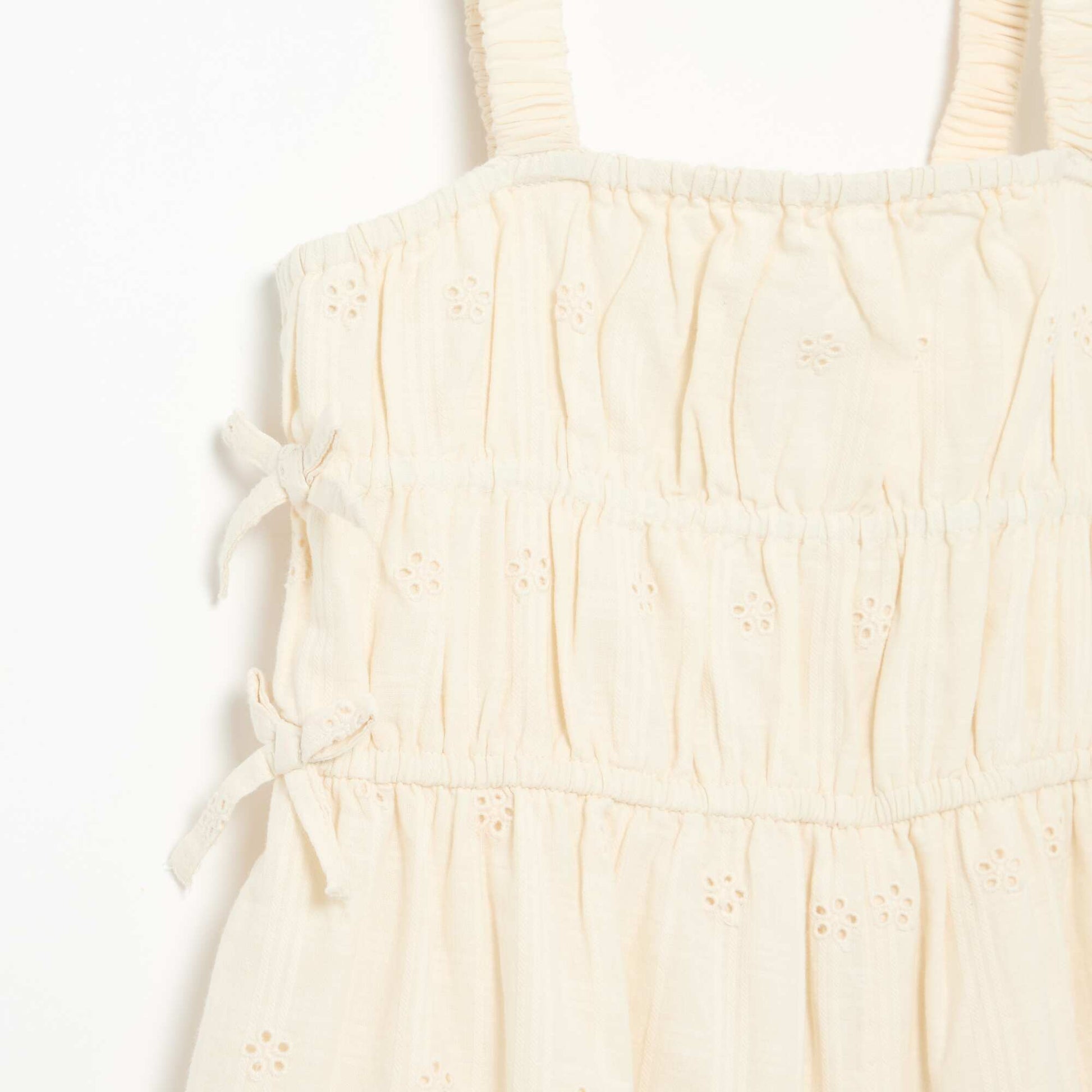 Thin-strap dress with all-over embroidery WHITE