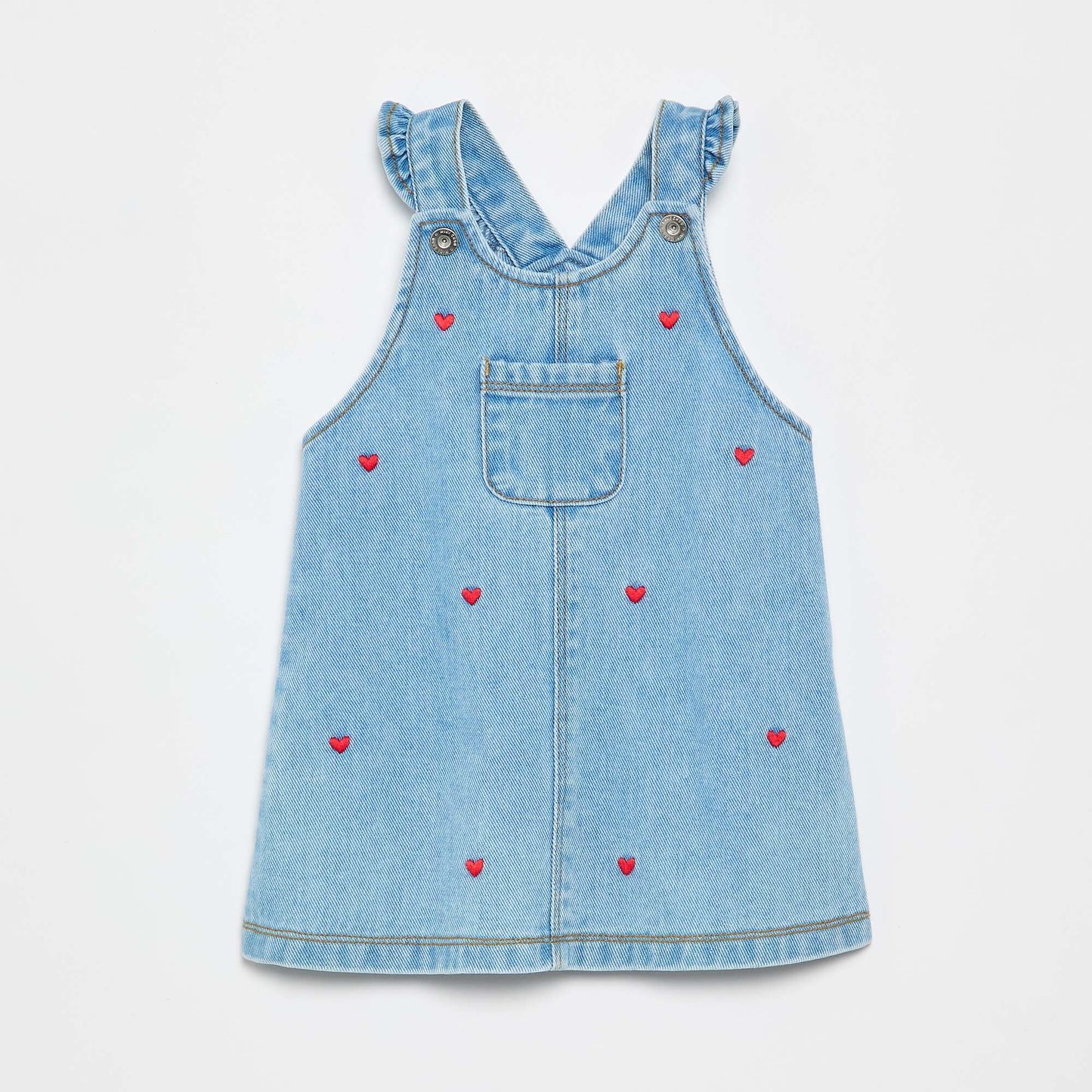 Pinafore dress with ruffled straps BLUE