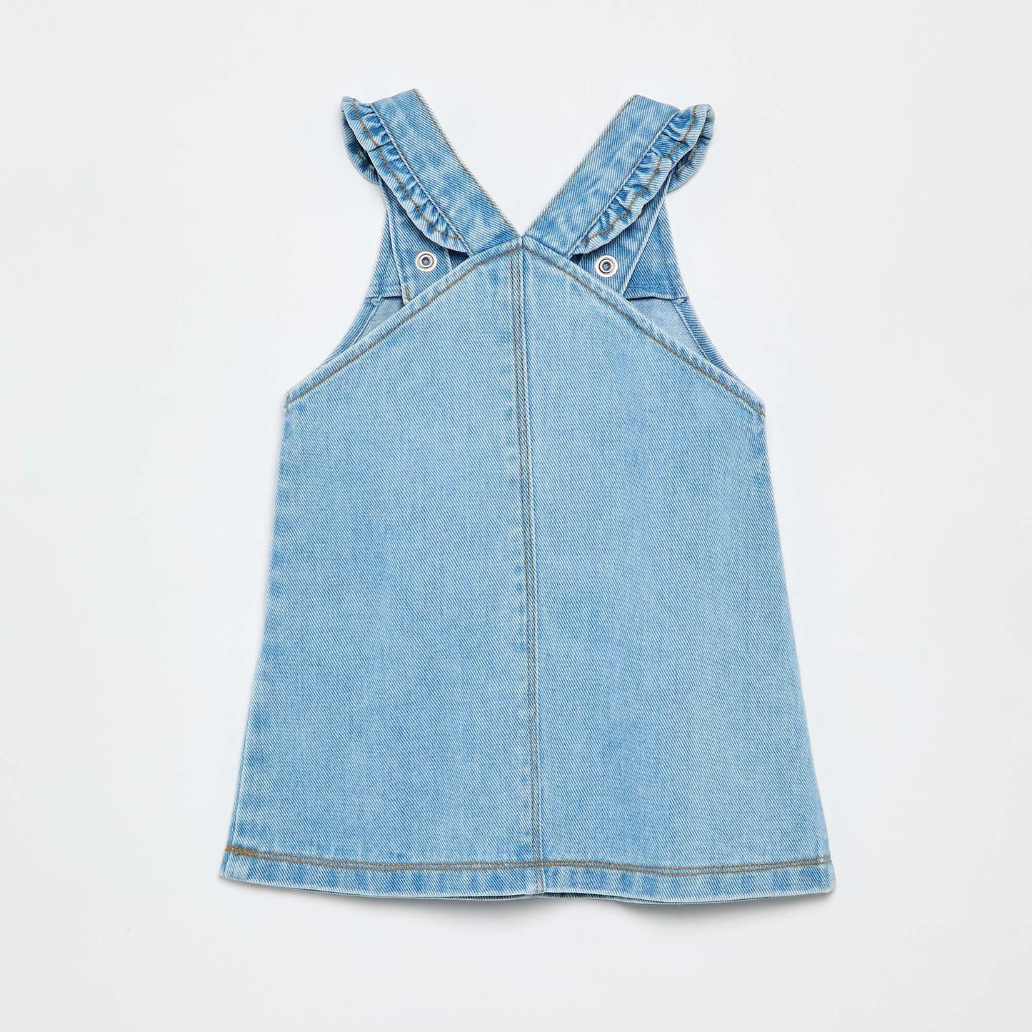 Pinafore dress with ruffled straps BLUE