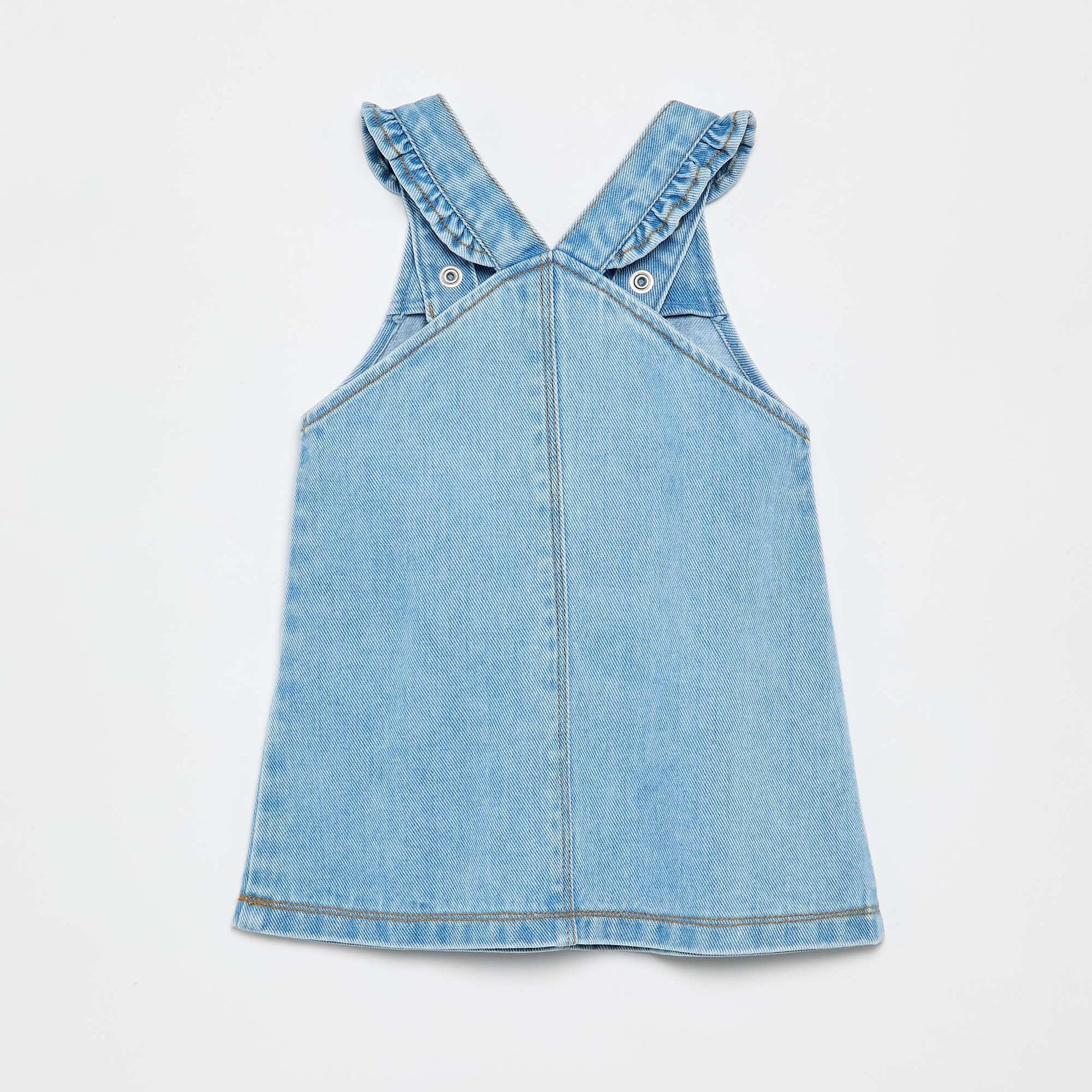 Pinafore dress with ruffled straps BLUE