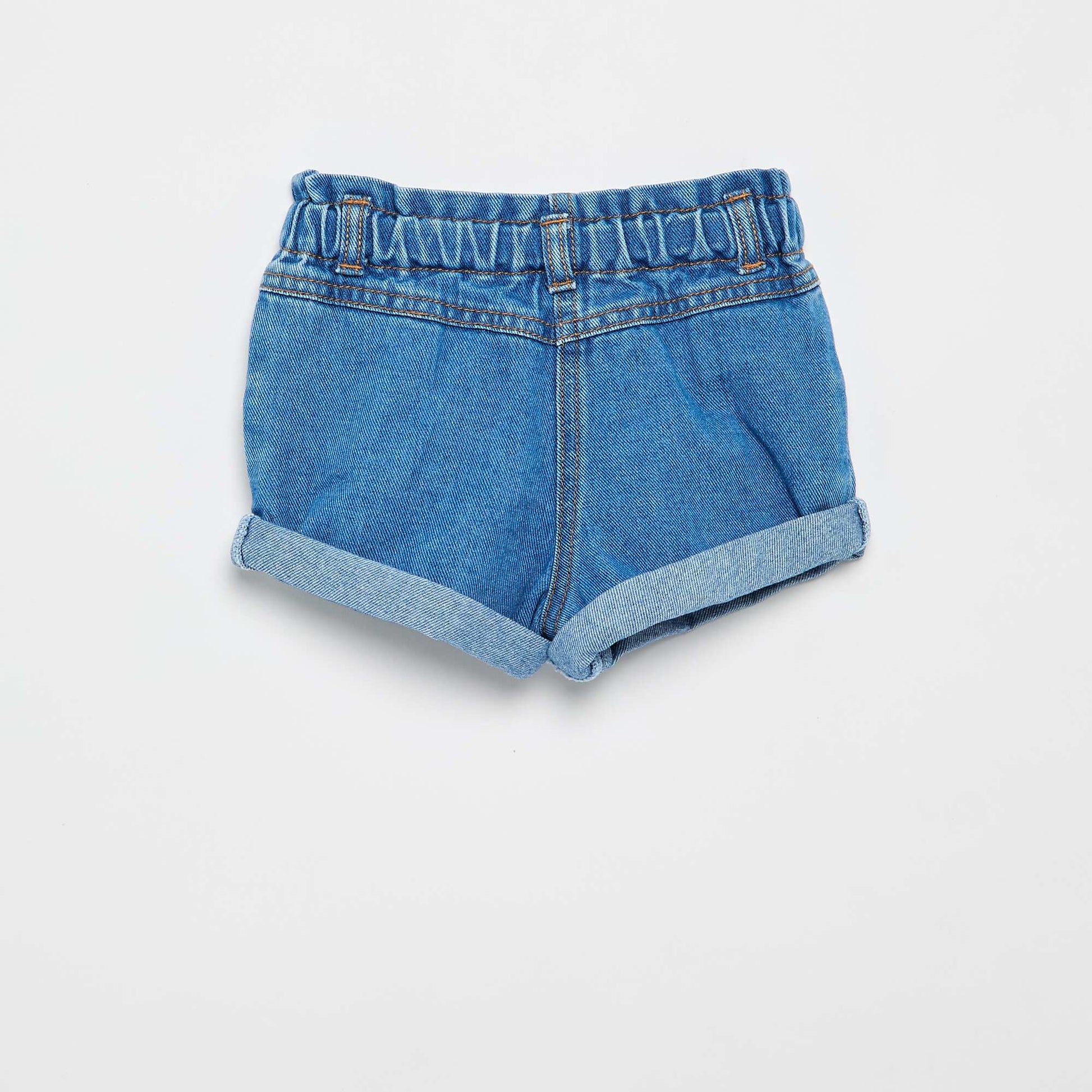 Denim shorts with heart pattern RED