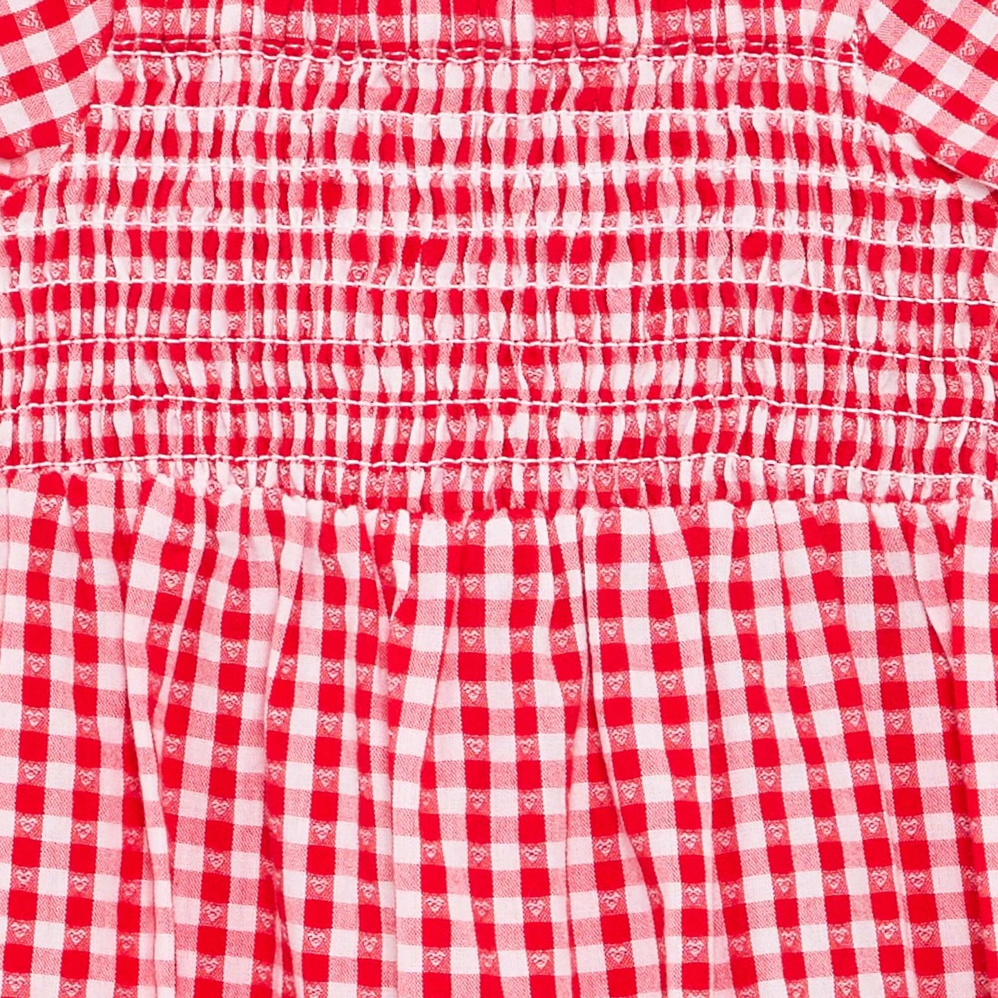 Gingham Romper with Ruffles RED